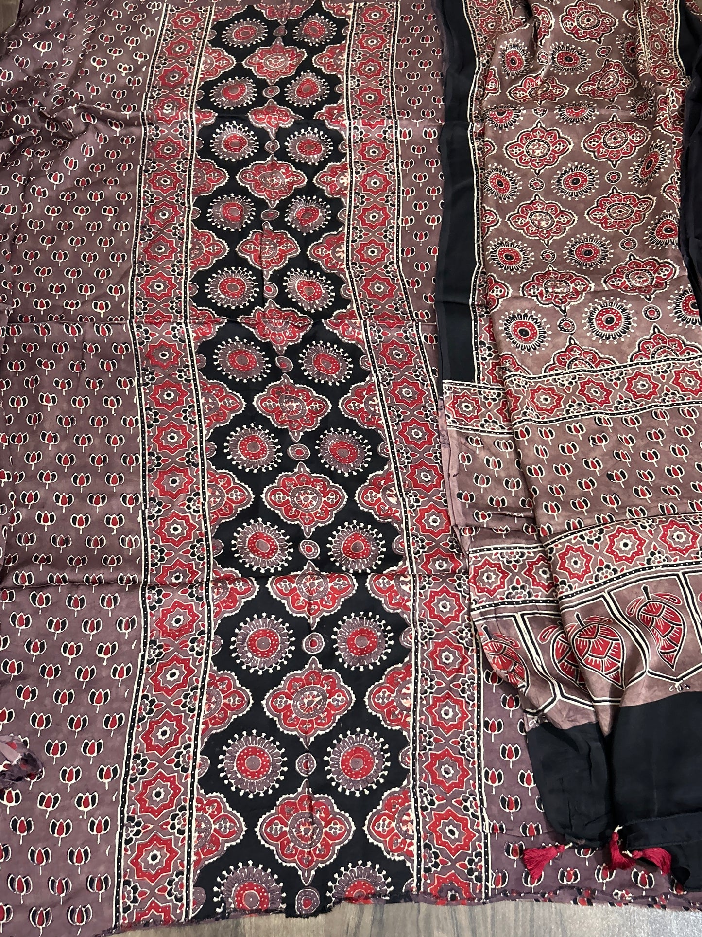 Ajrakh Modal Silk Dress Material