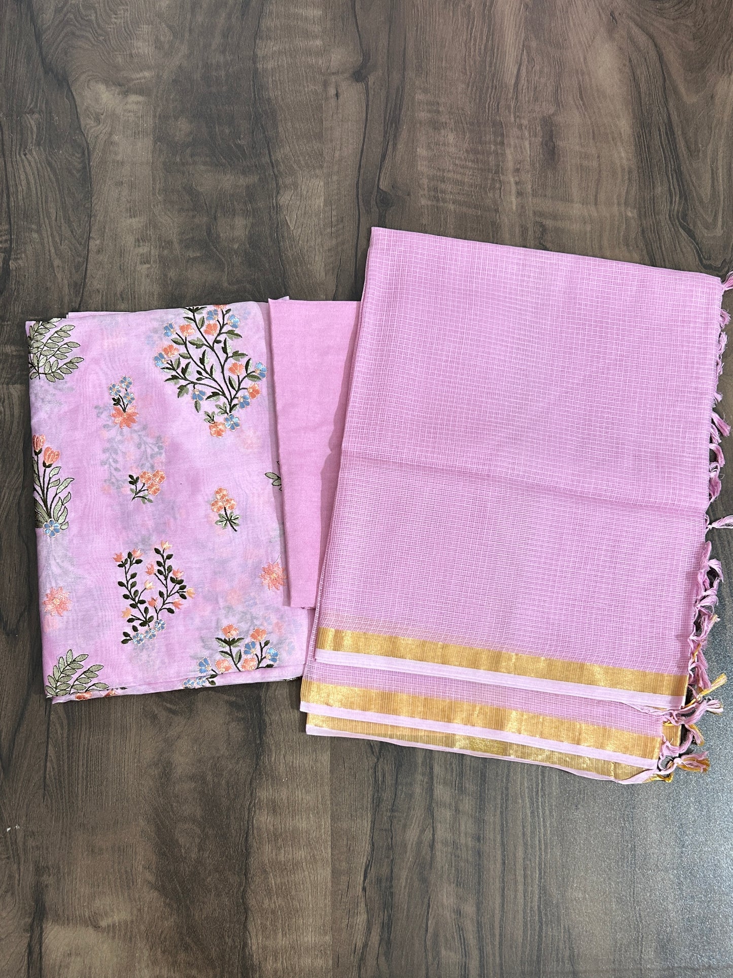 Chanderi Silk Embroidered Dress Material