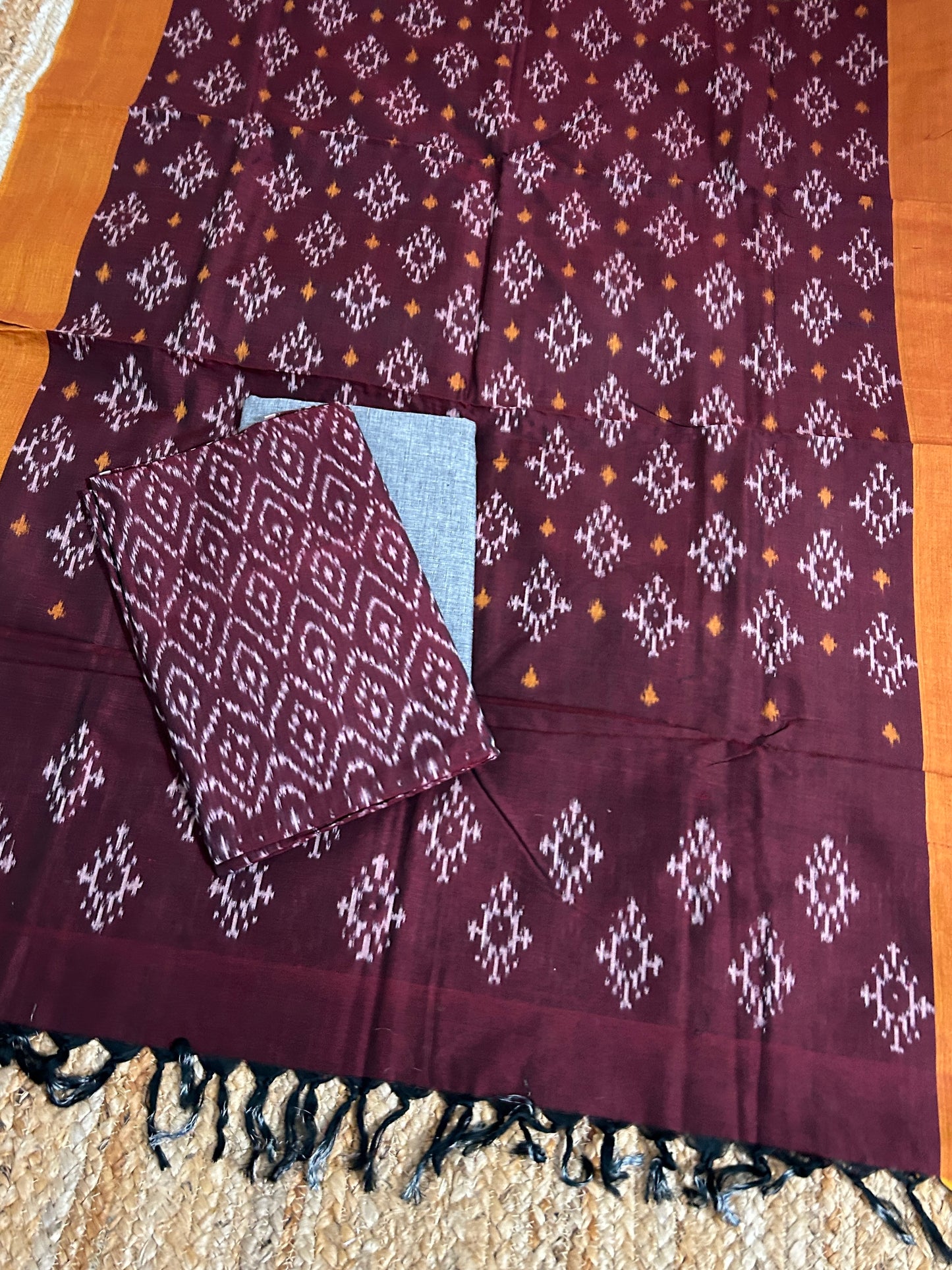 Double Ikat Mercerised Cotton Dress Material