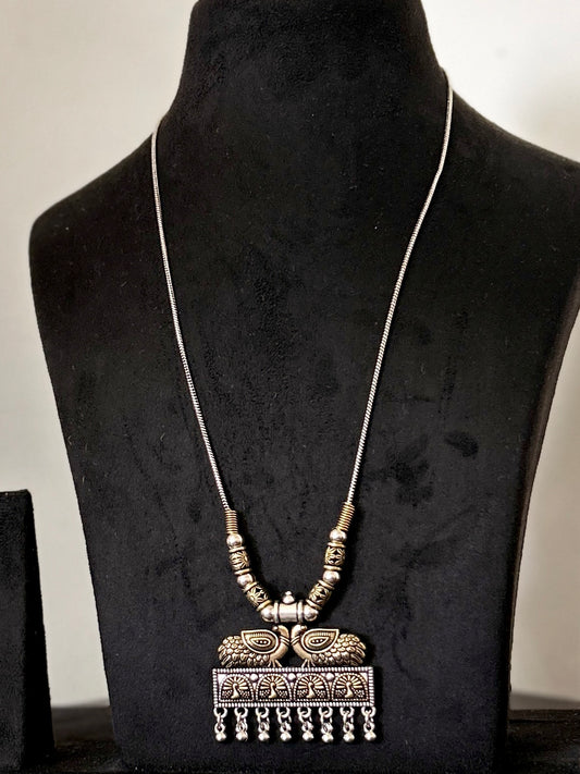 Dual Tone German Silver Oxidized Necklace