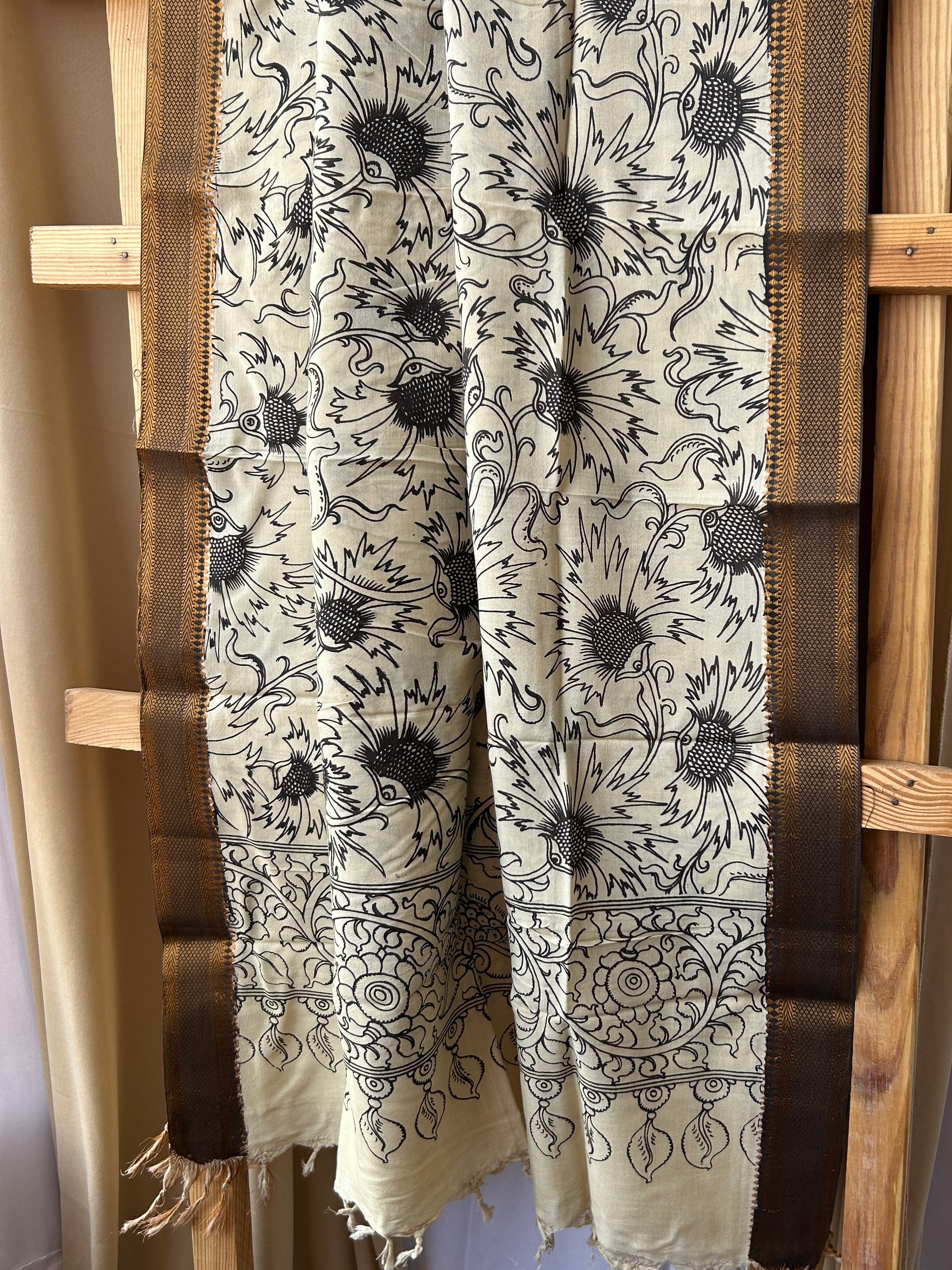 Kalamkari Hand Painted Silk Dupatta