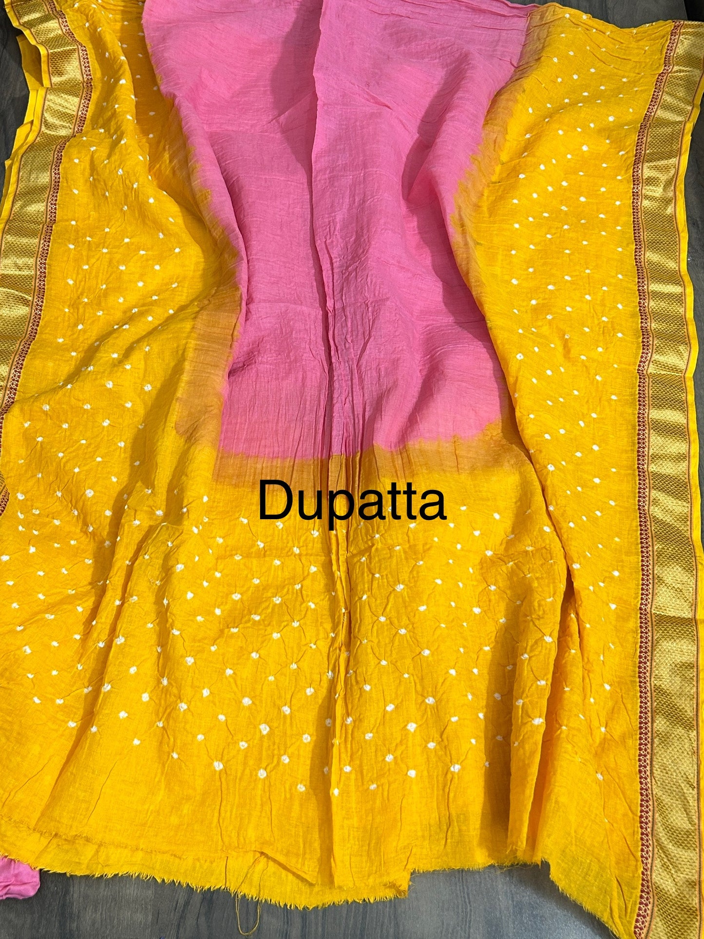 Satin Cotton Bandhej Dress Material