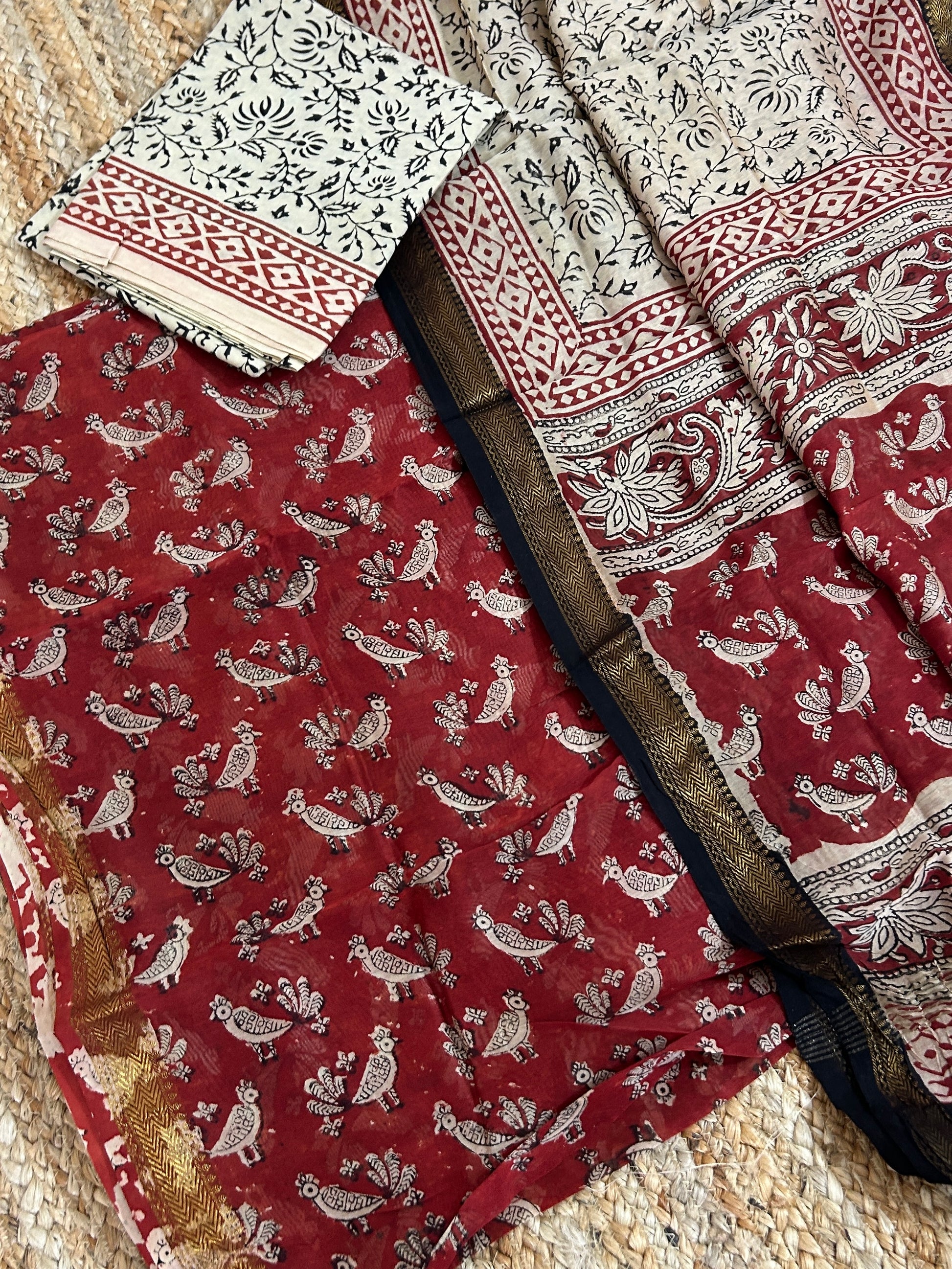 Hand BlockPrint Maheshwari Silk Cotton Dress Material