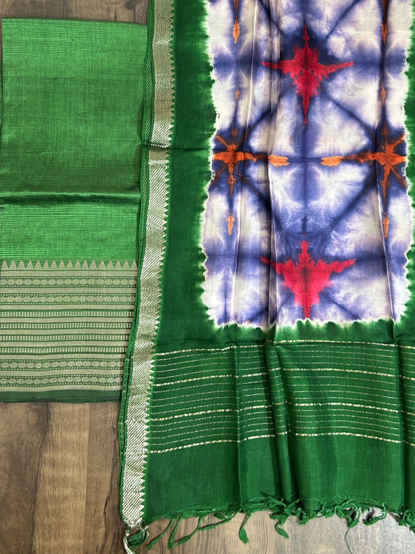 Mangalagiri Silk Cotton Top Dupatta Set #
