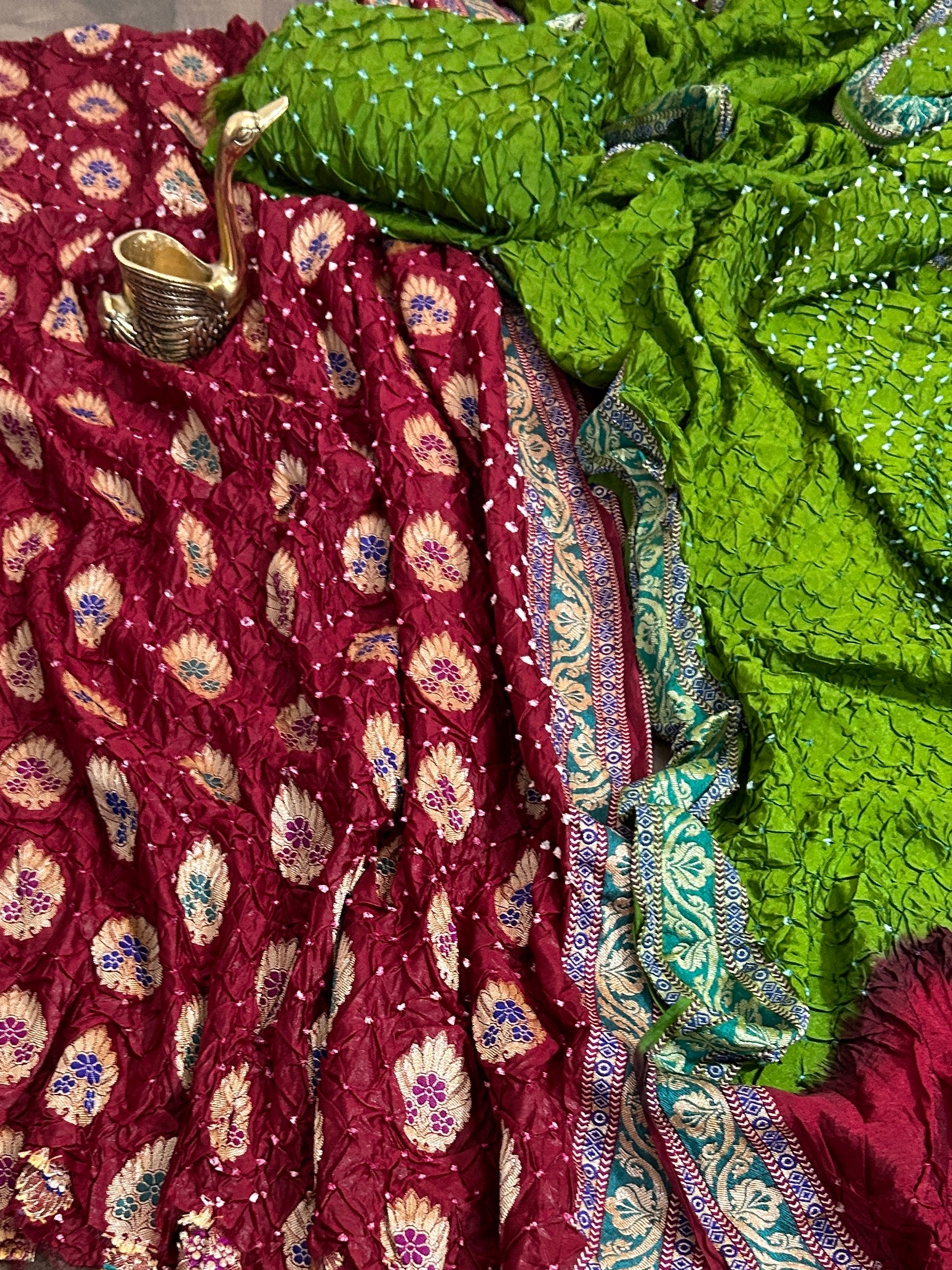 Gadwal Silk Bandhej Dress Material