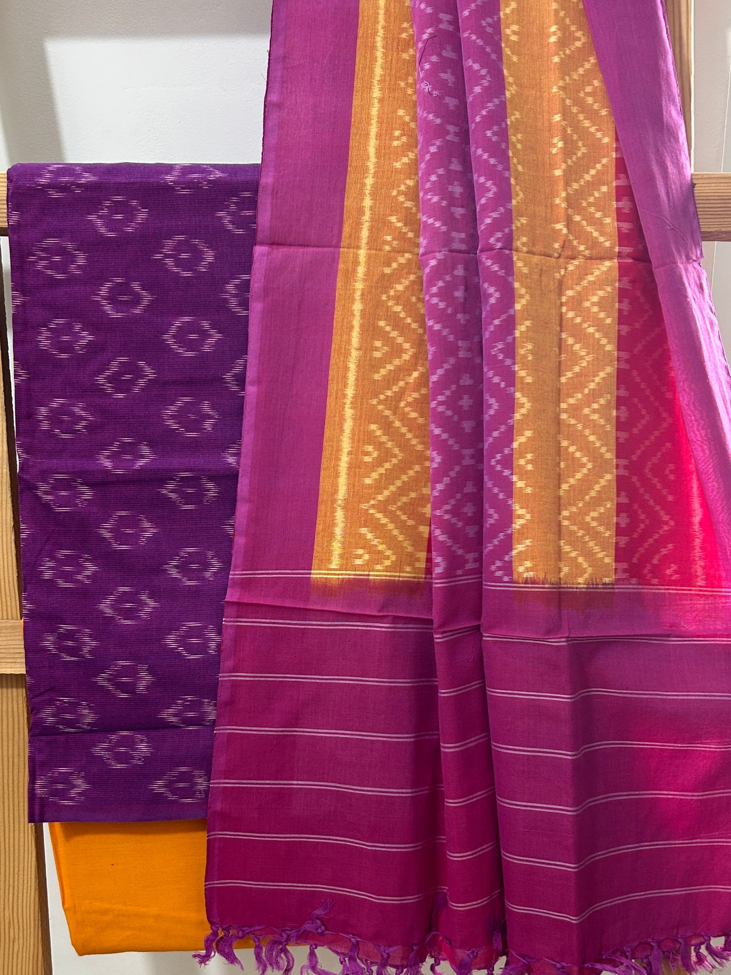 Ikat Mercerised Cotton Dress Material