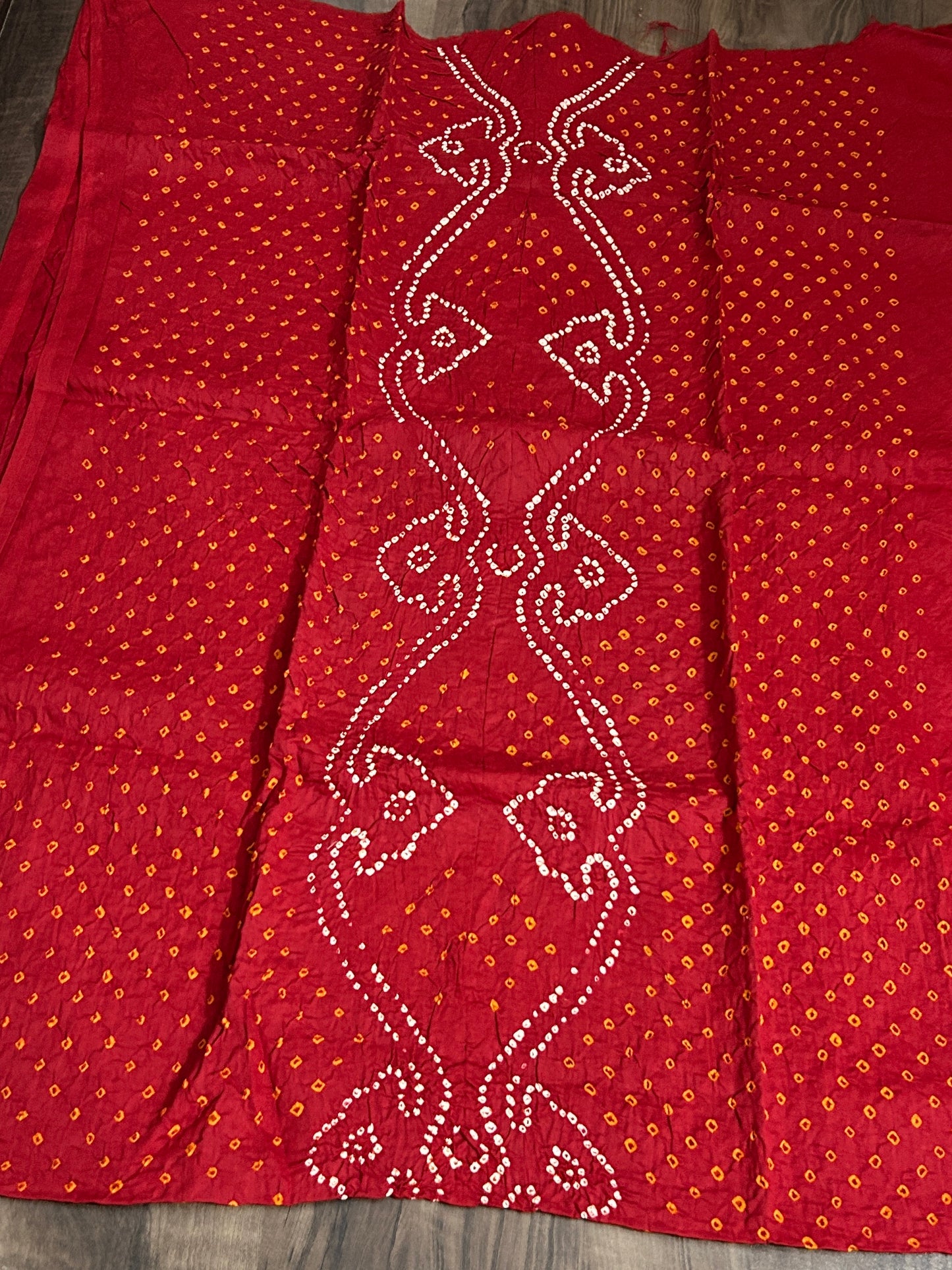 Intricate Bandhej Satin Cotton Top Fabric