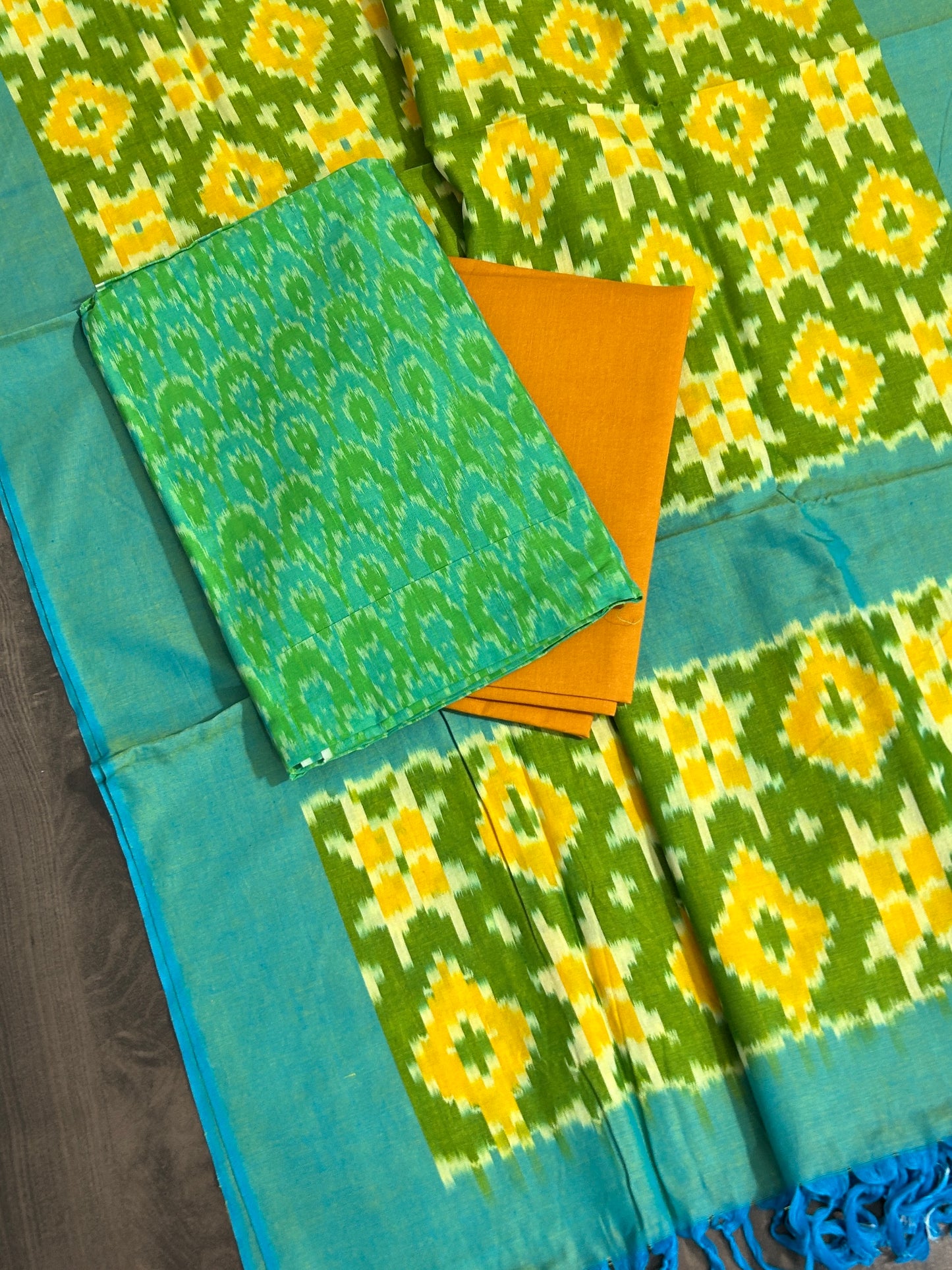 Double Ikat Mercerised Cotton Dress Material