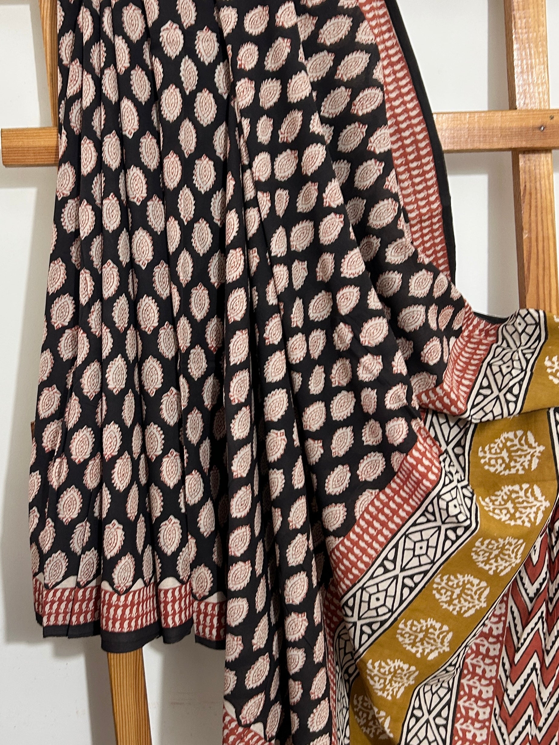 Hand BlockPrint Cotton Saree with Blouse