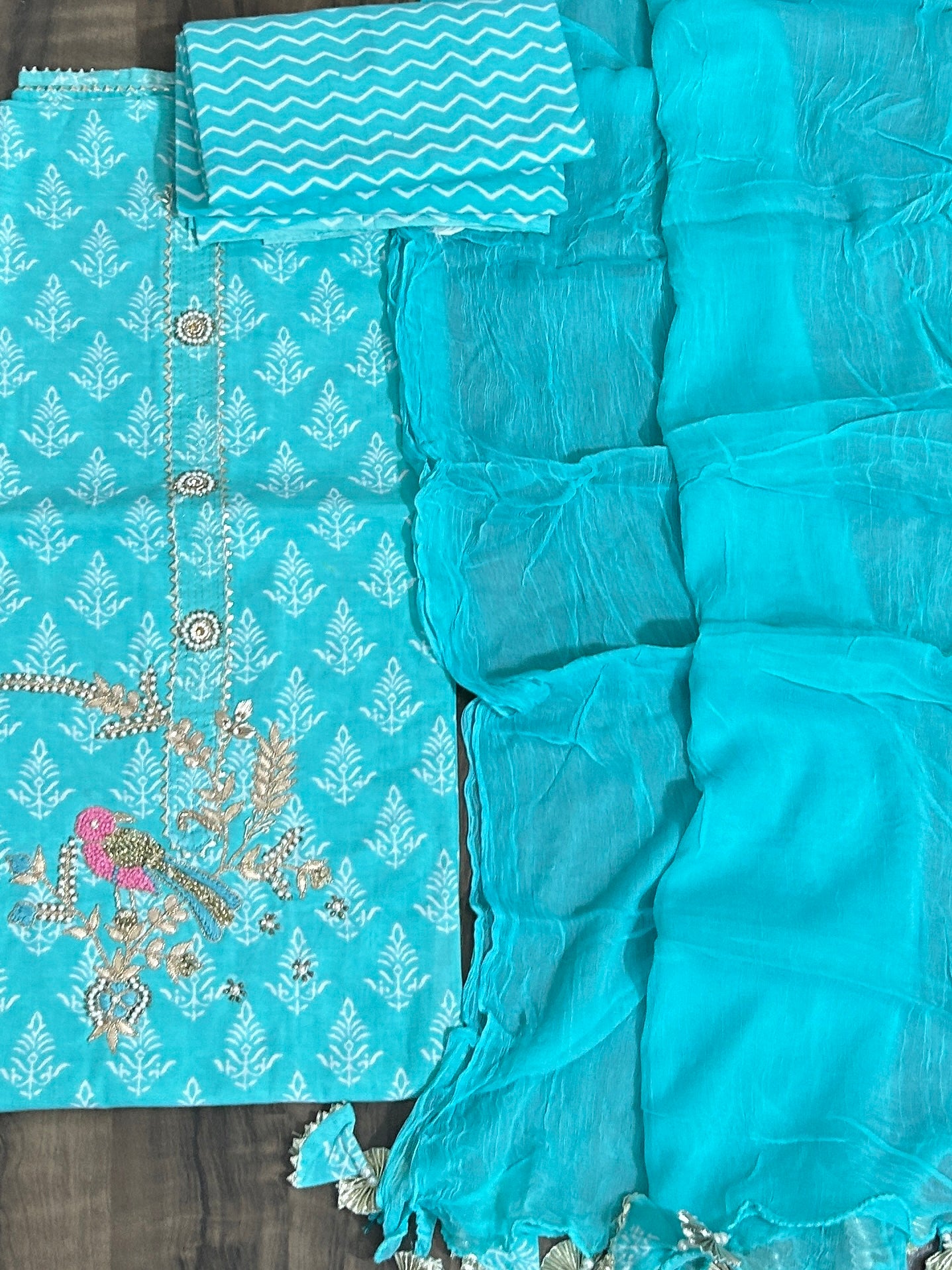 Cotton Dress Material with Chiffon Dupatta