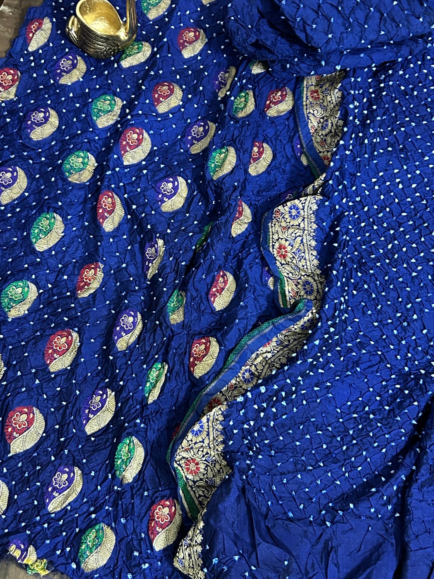 Gadwal Silk Bandhej Dress Material