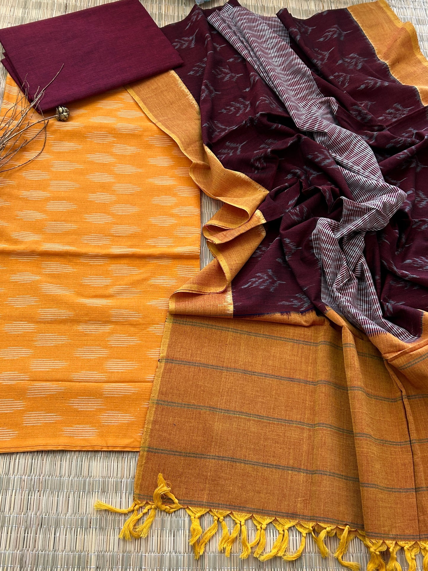 Double Ikat Mercerised Cotton Dress Material