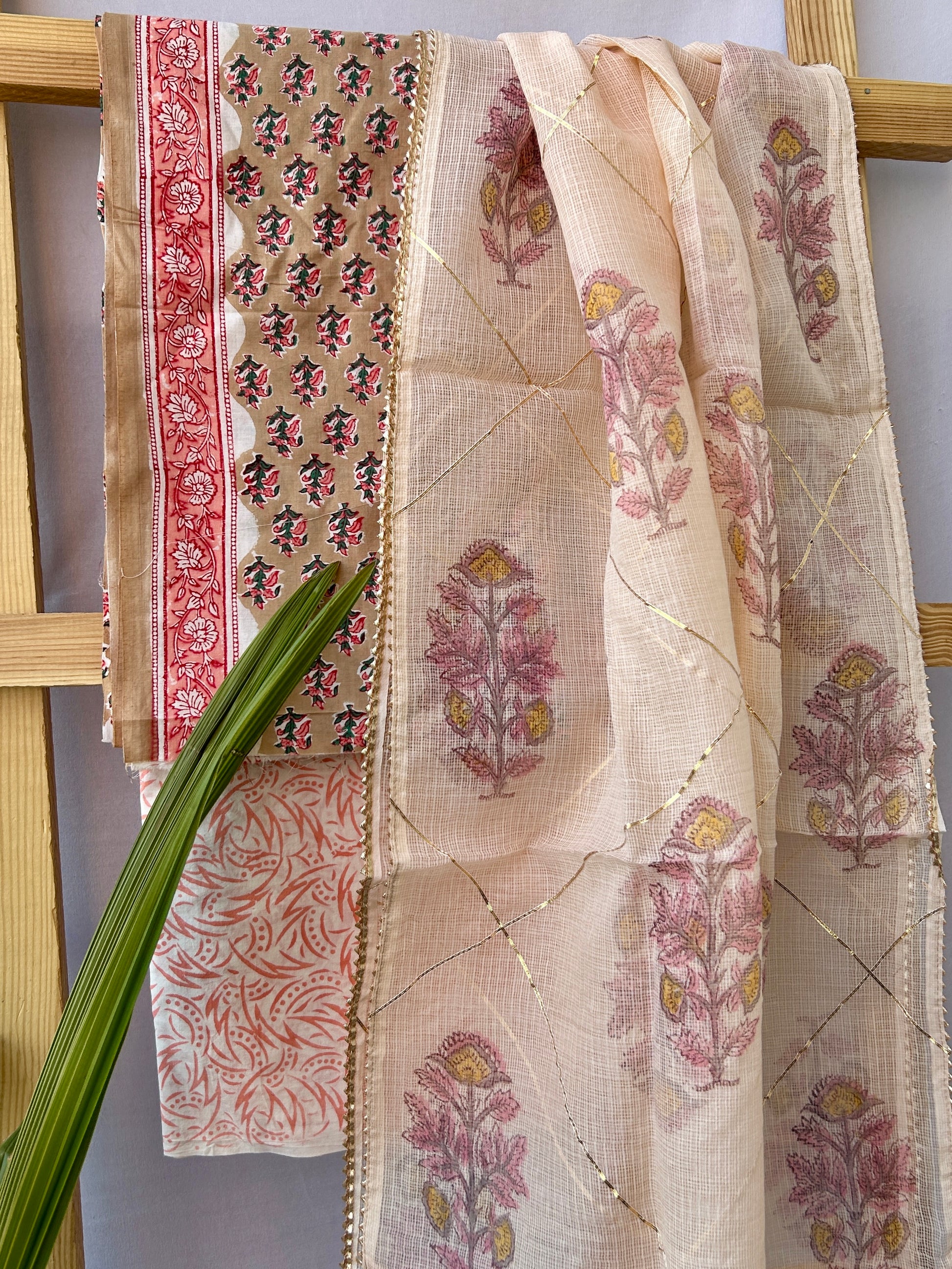 Hand BlockPrint Cotton Dress Material with Kota Doriya Dupatta