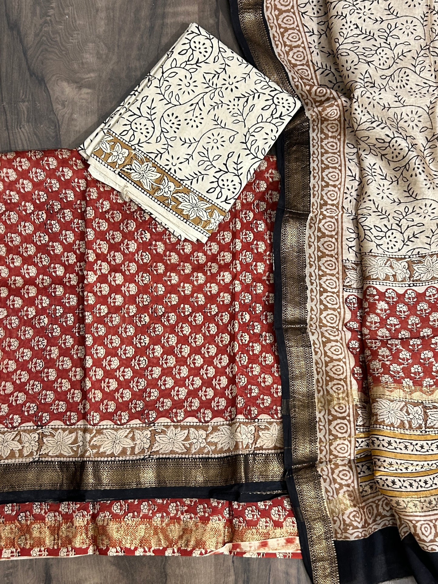 Hand BlockPrint Maheshwari Silk Cotton Dress Material