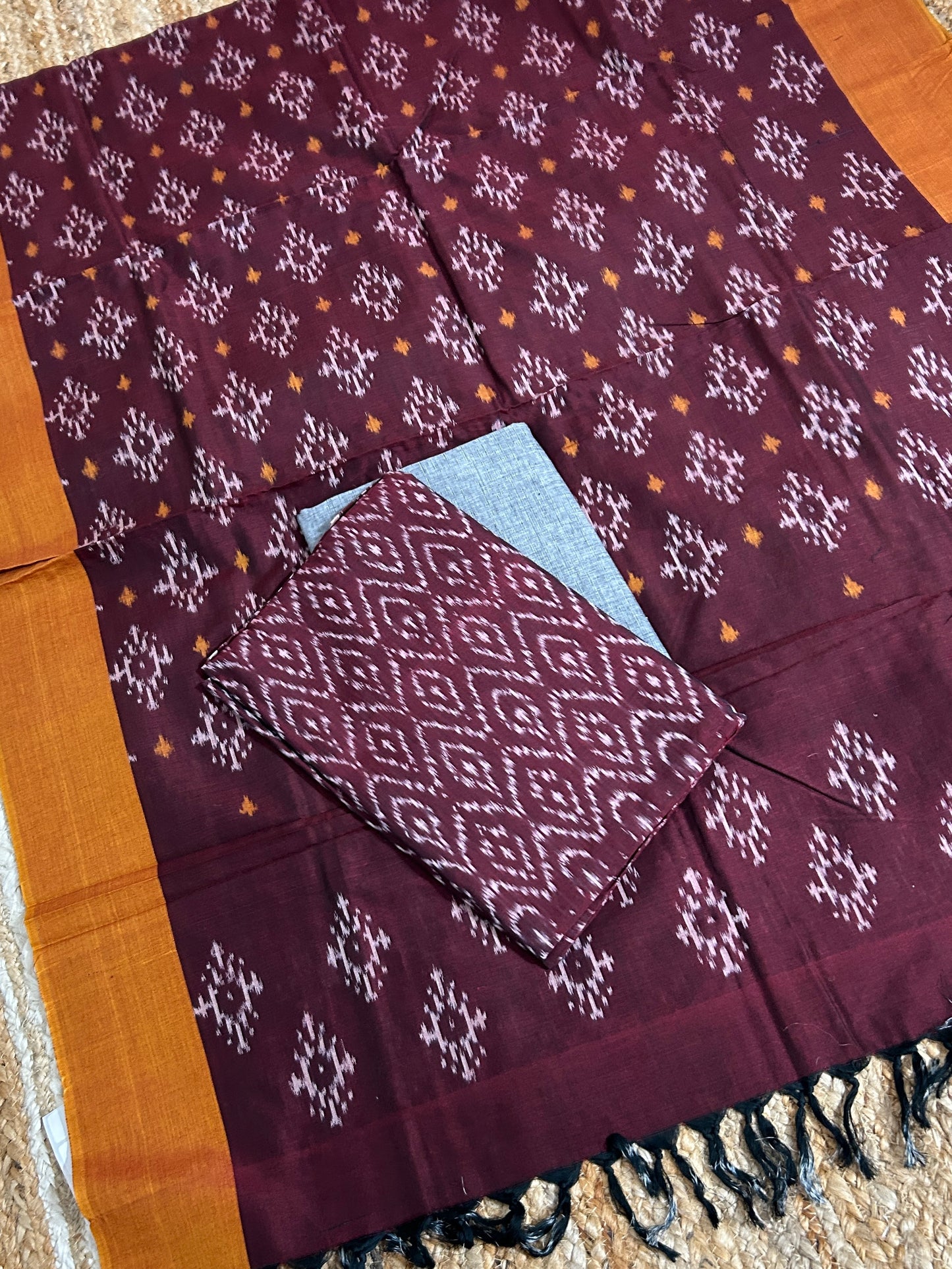 Double Ikat Mercerised Cotton Dress Material