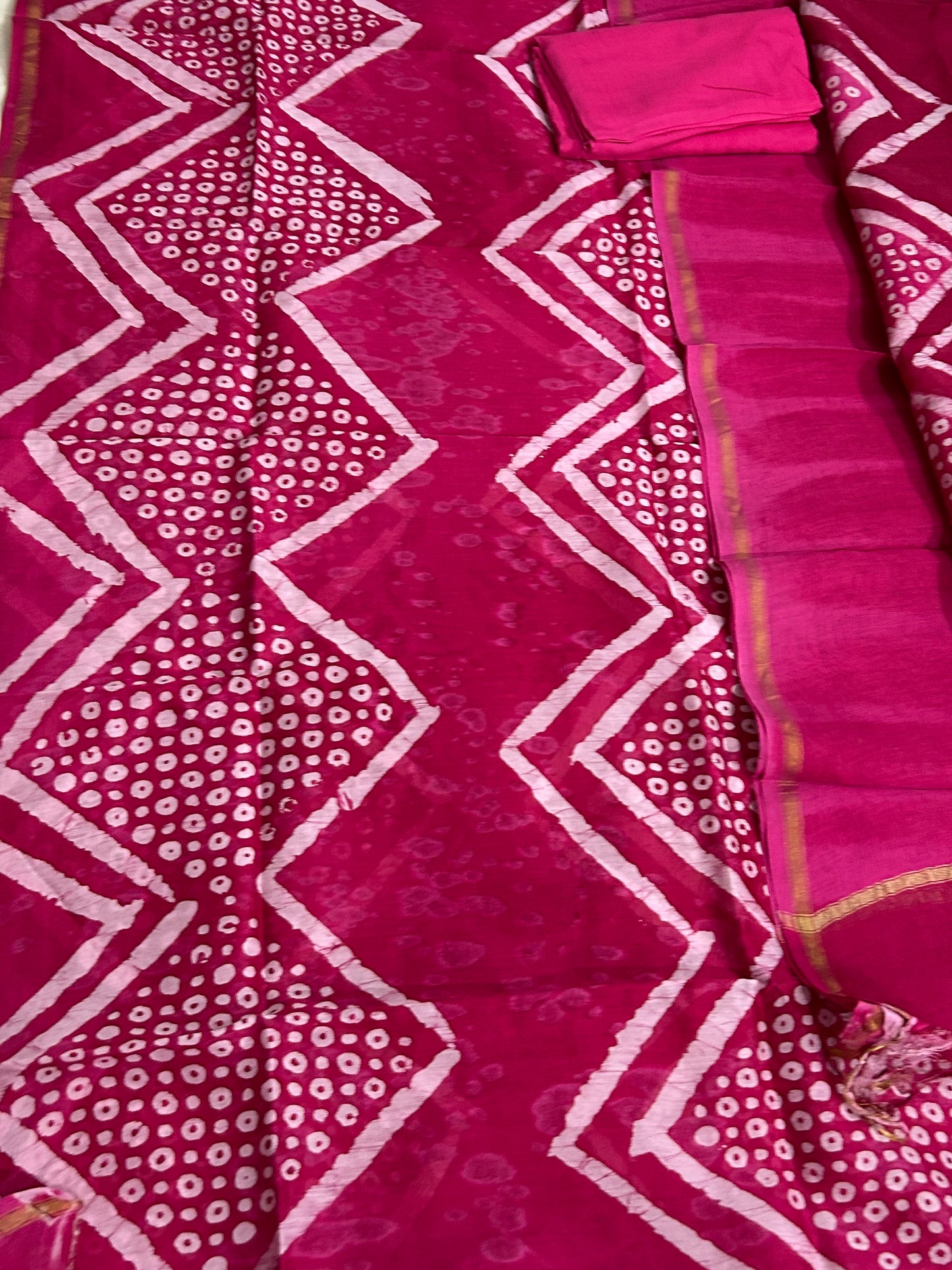 Hand Painted Chanderi Silk Cotton Dress Material