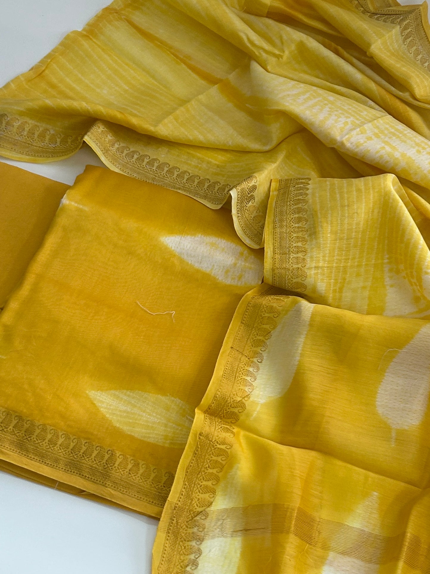 Needle Shibori Maheshwari Silk Dress Material