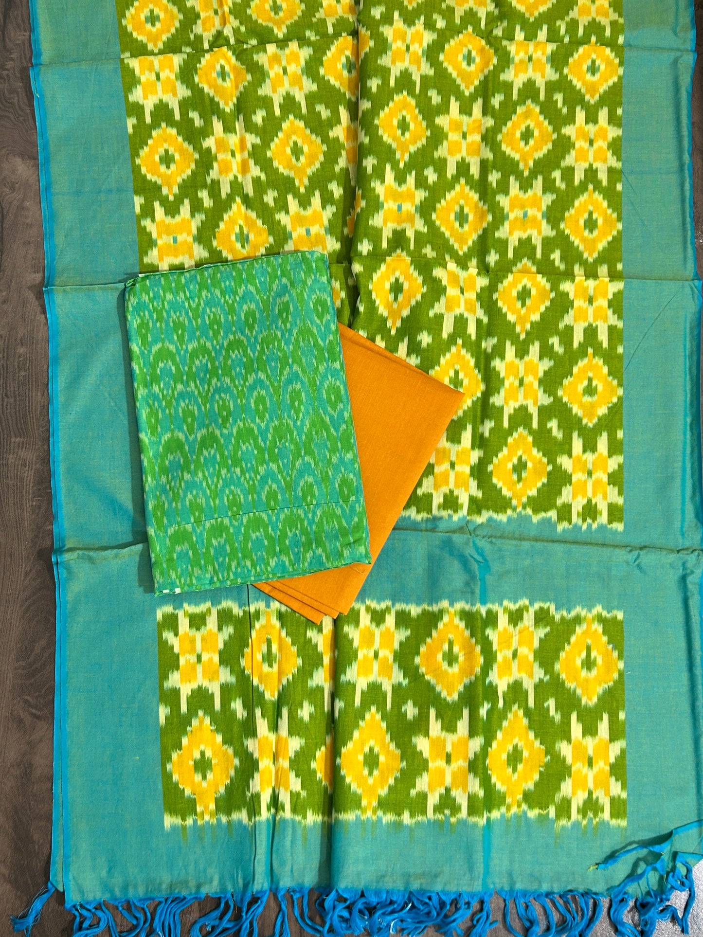 Double Ikat Mercerised Cotton Dress Material