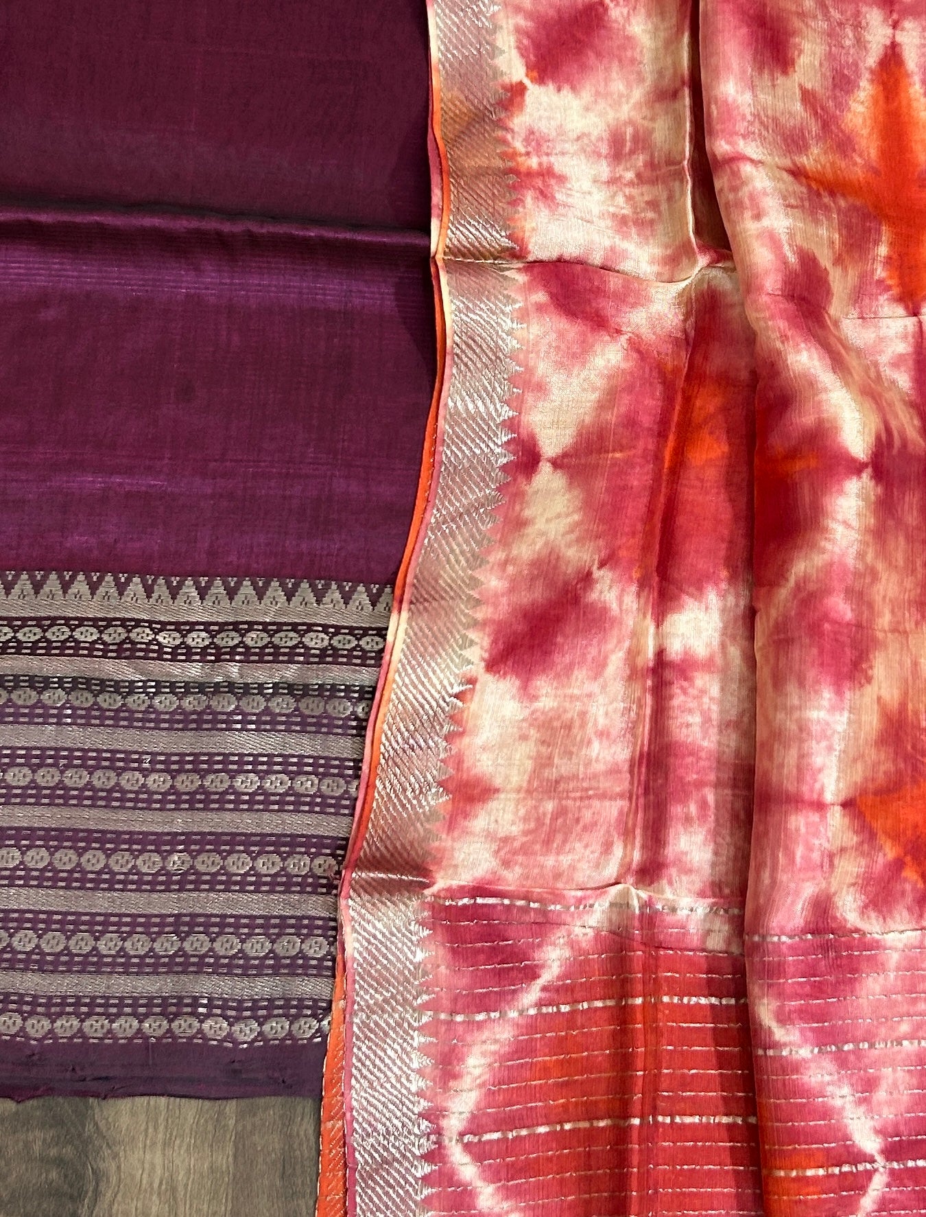Mangalgiri Silk Cotton Top Dupatta Set #