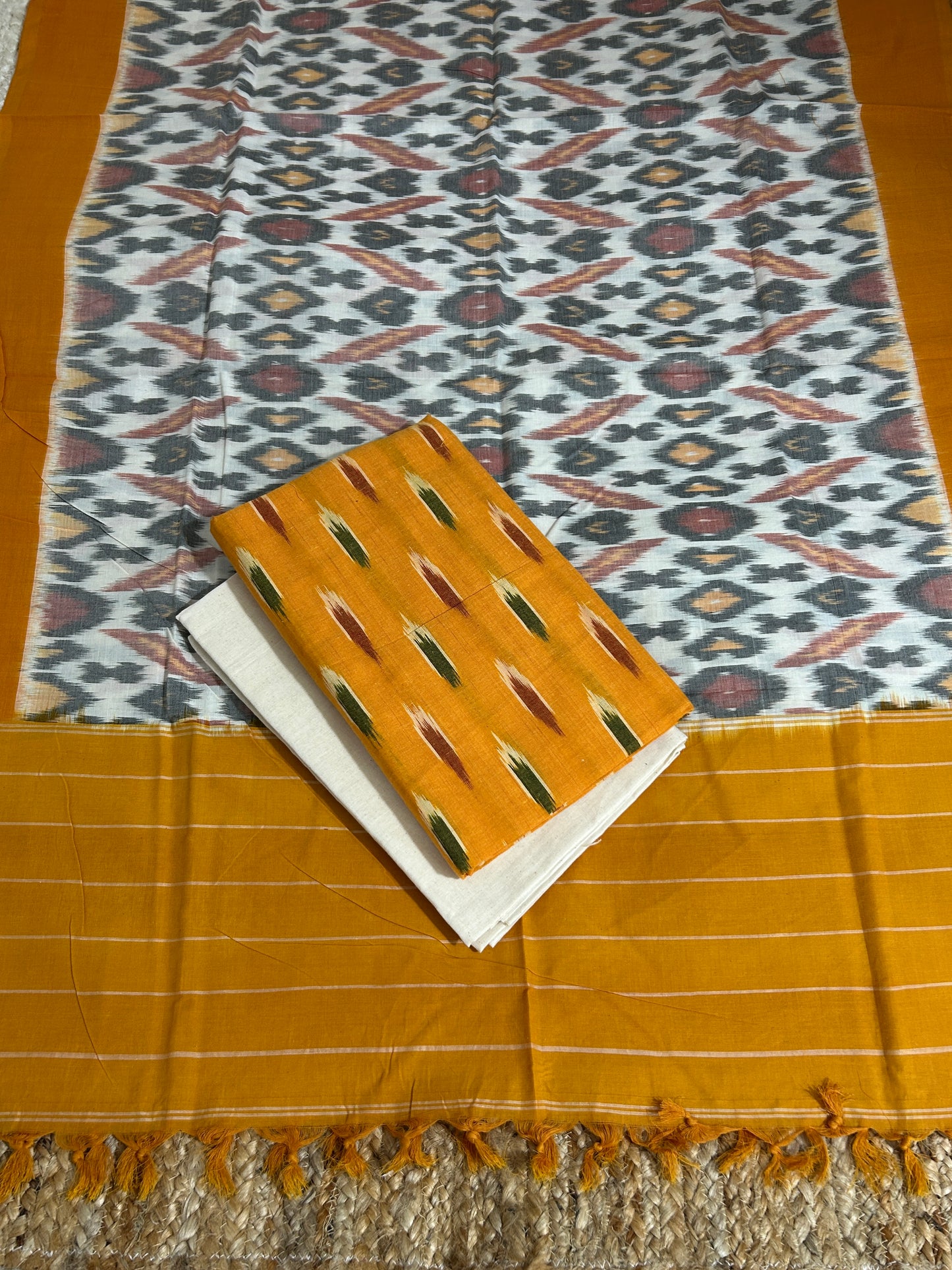 Double Ikat Cotton Dress Material