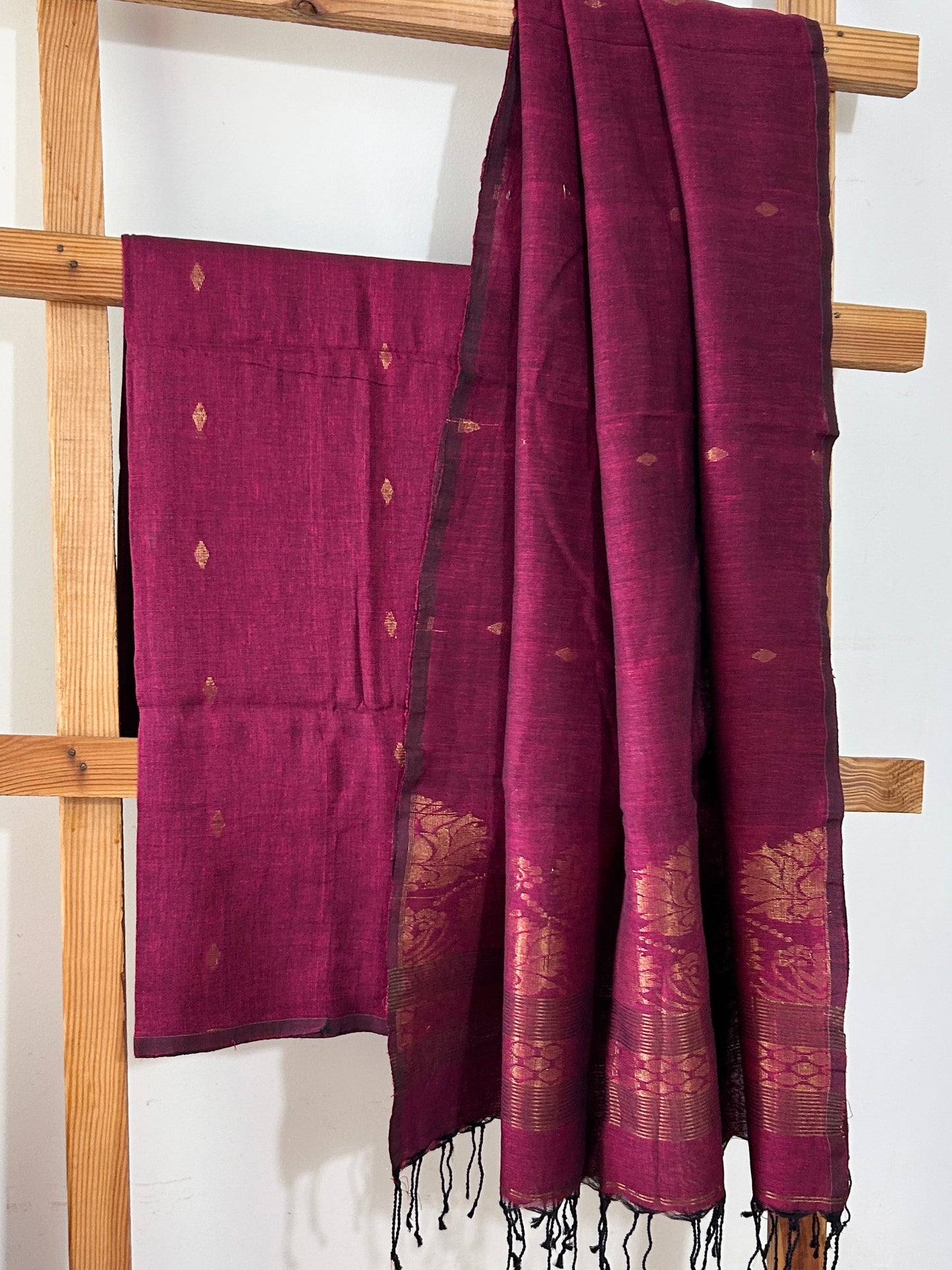 Jamdani Linen Cotton 2 pc Dress Material