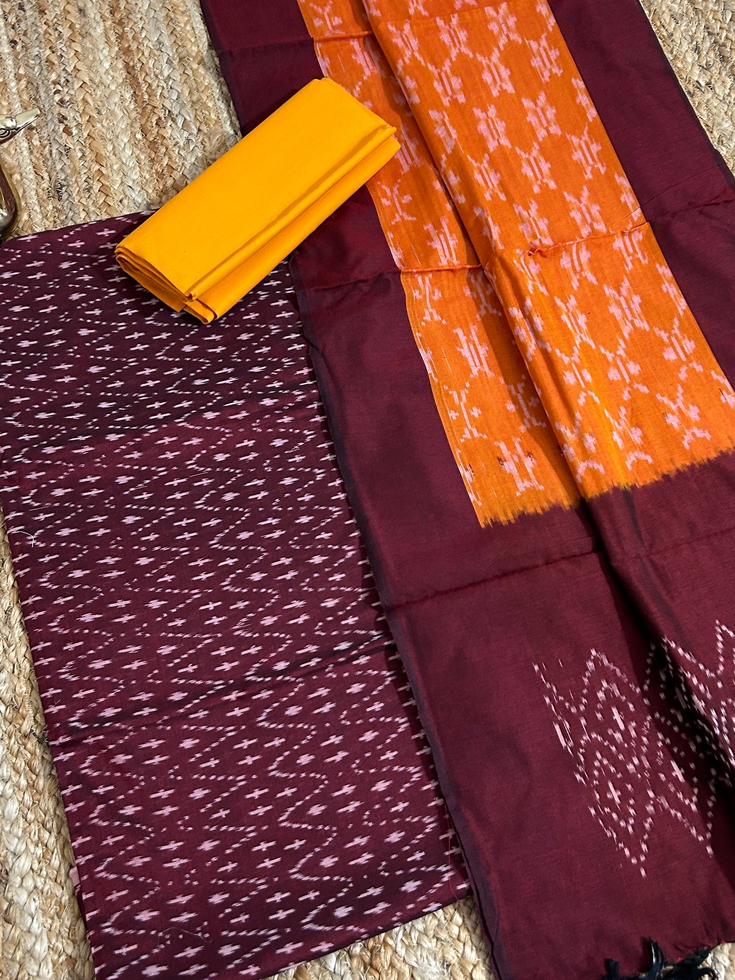 Double Ikat Mercerized Cotton Dress Material