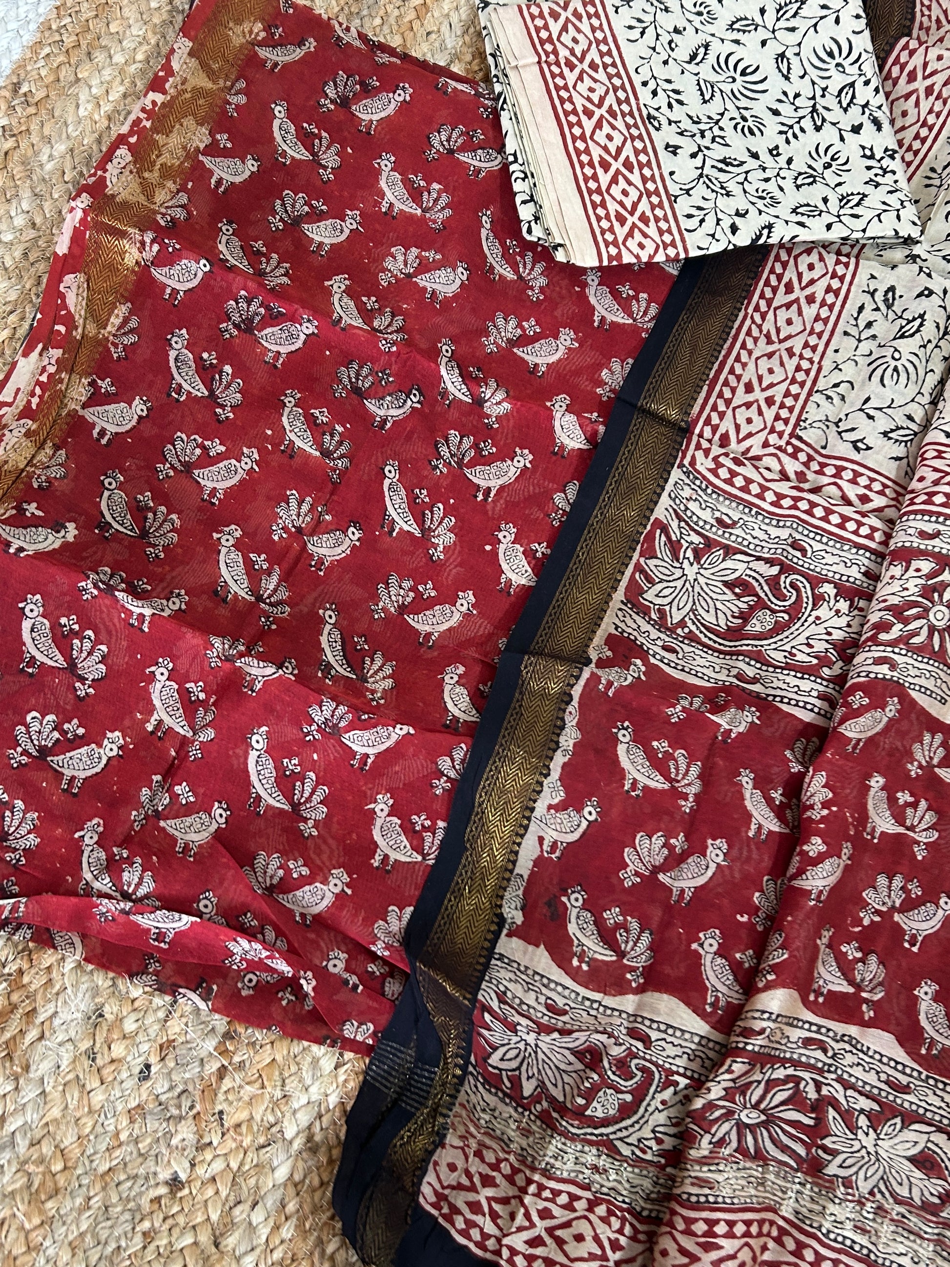 Hand BlockPrint Maheshwari Silk Cotton Dress Material