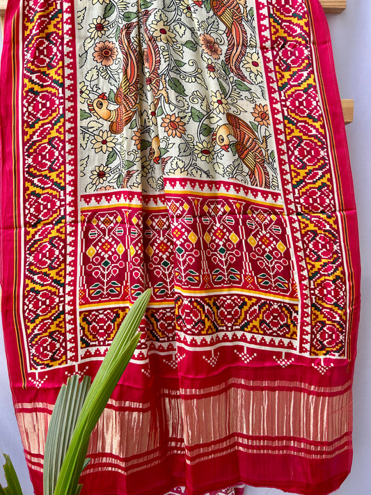 Gajji Silk Patola Print Dupatta with Tissue Pallu
