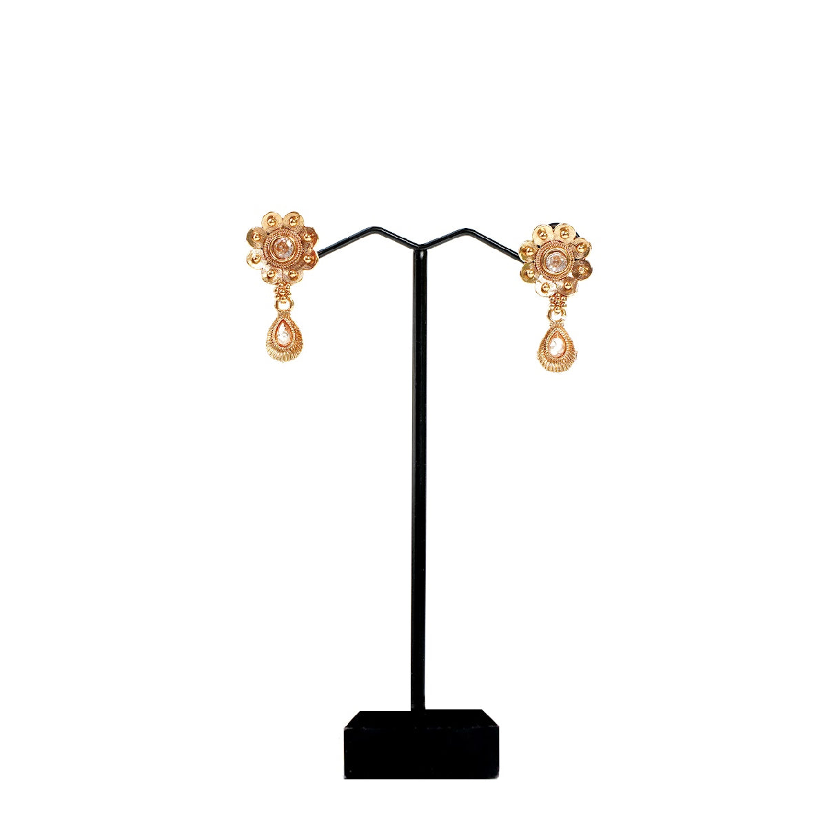Gold finish necklace with earrings