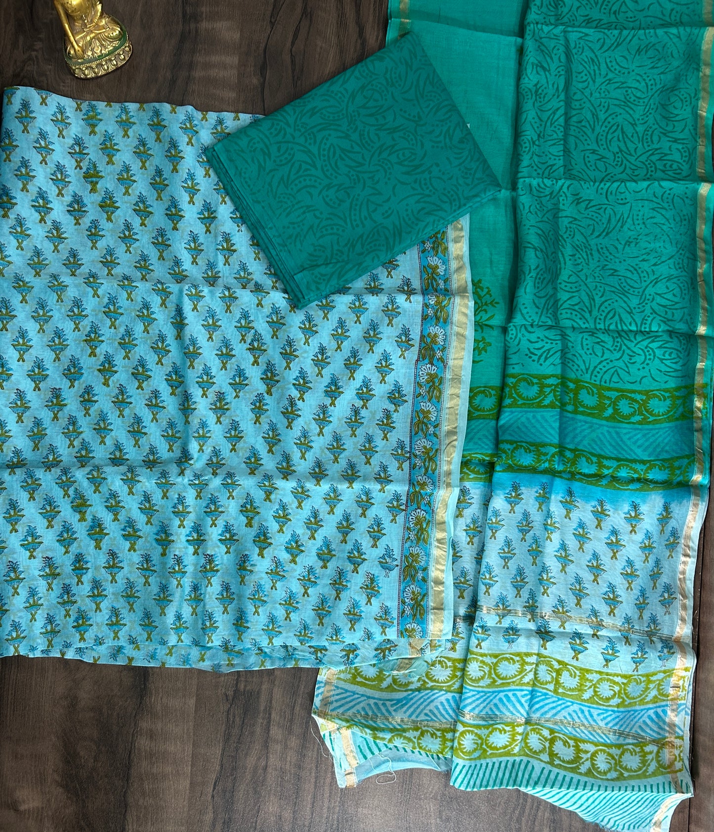 Hand BlockPrint Chanderi Silk Cotton Dress Material