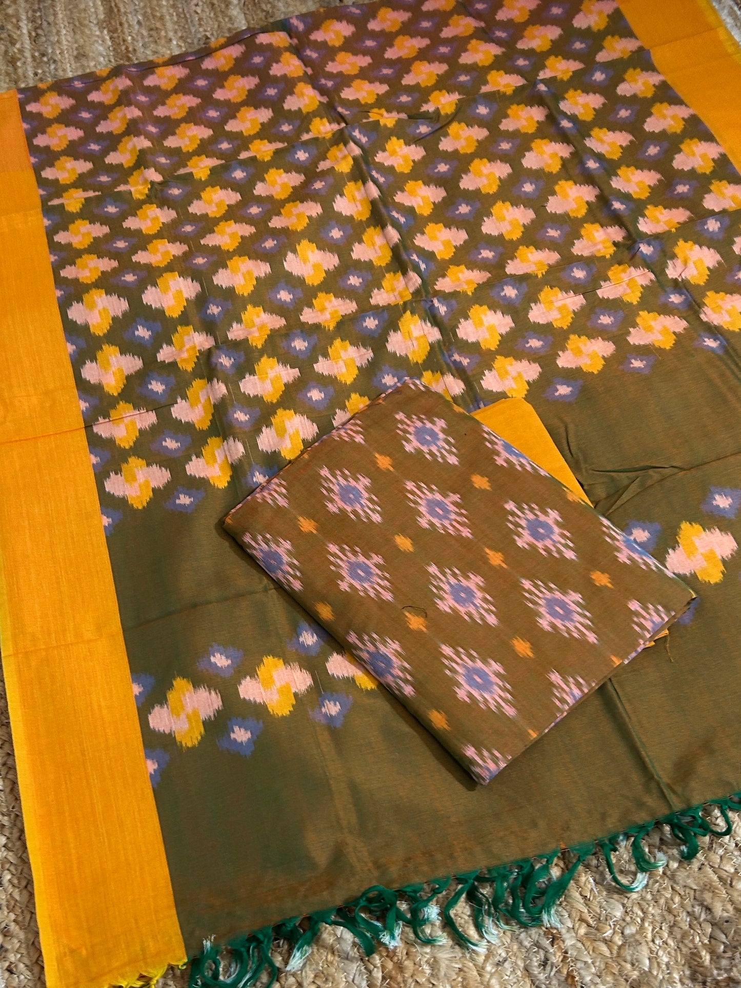 Double Ikat Mercerised Cotton Dress Material