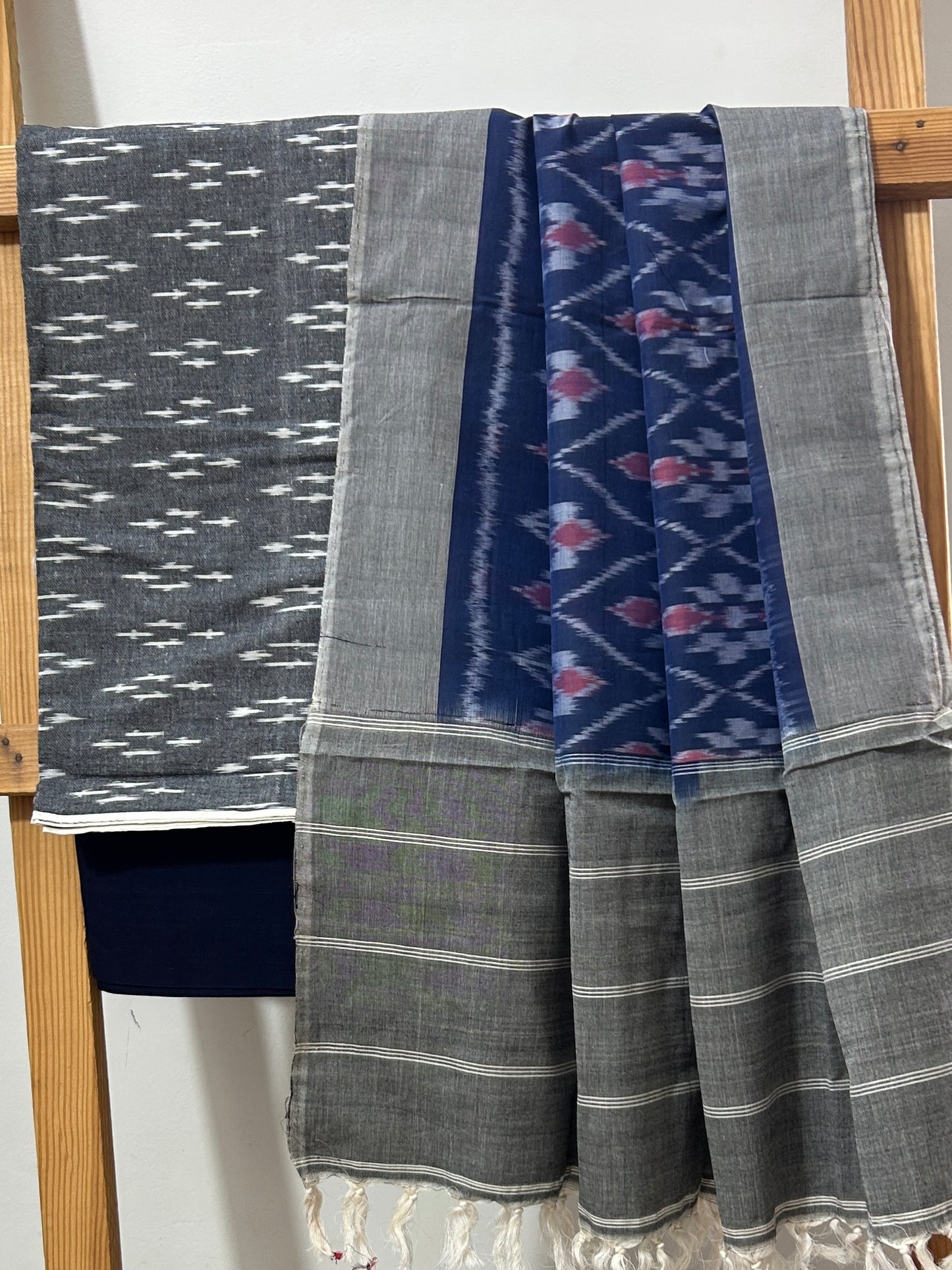 Double Ikat Mercerized Cotton Dress Material