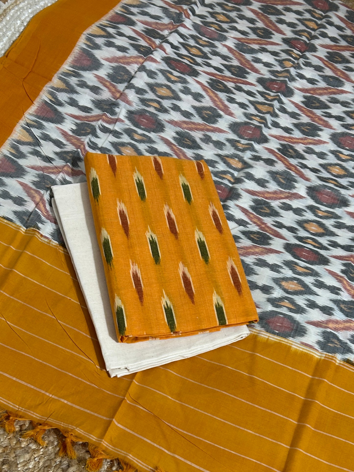 Double Ikat Cotton Dress Material