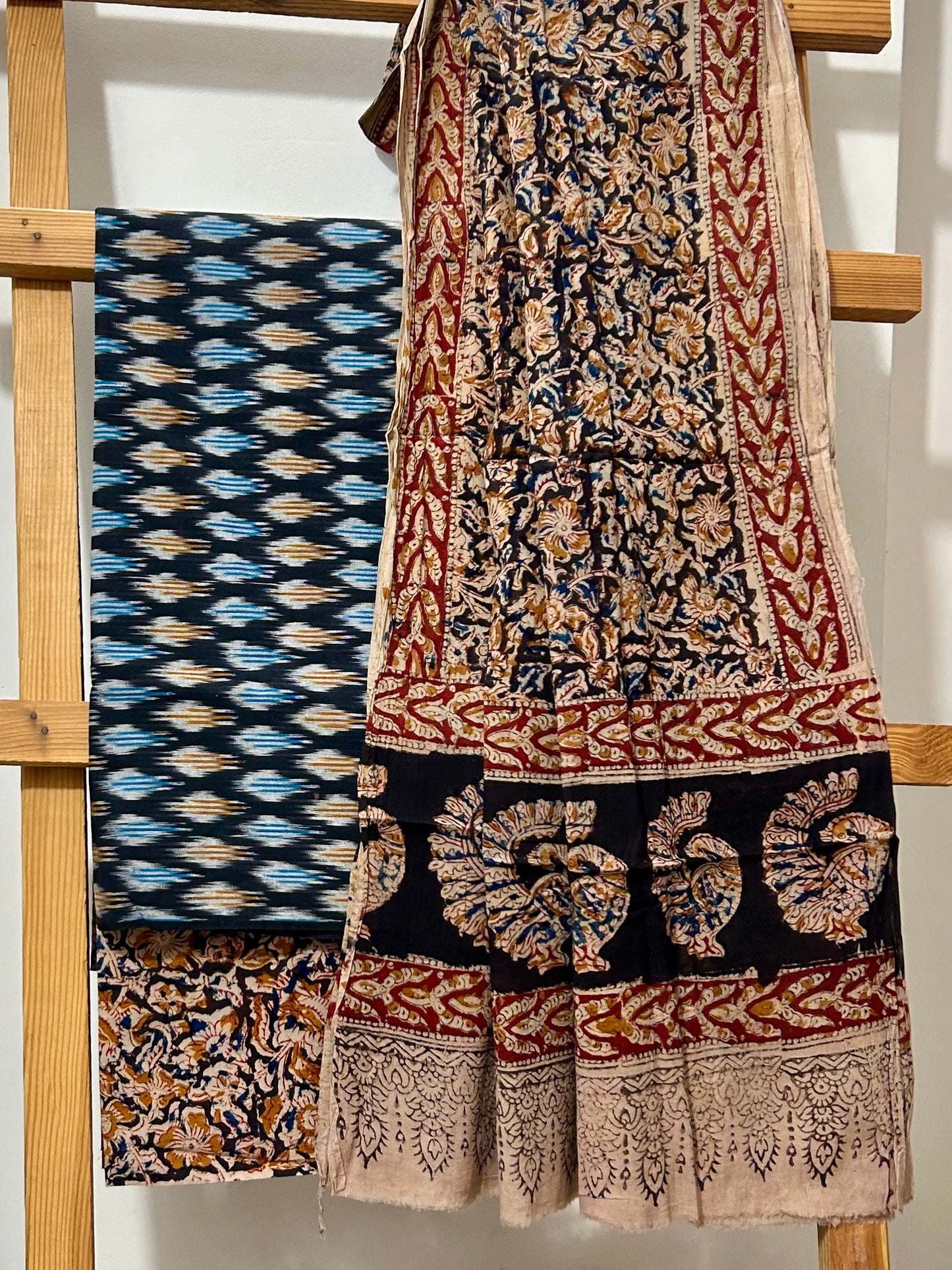 Ikat Kalamkari Cotton Dress Material