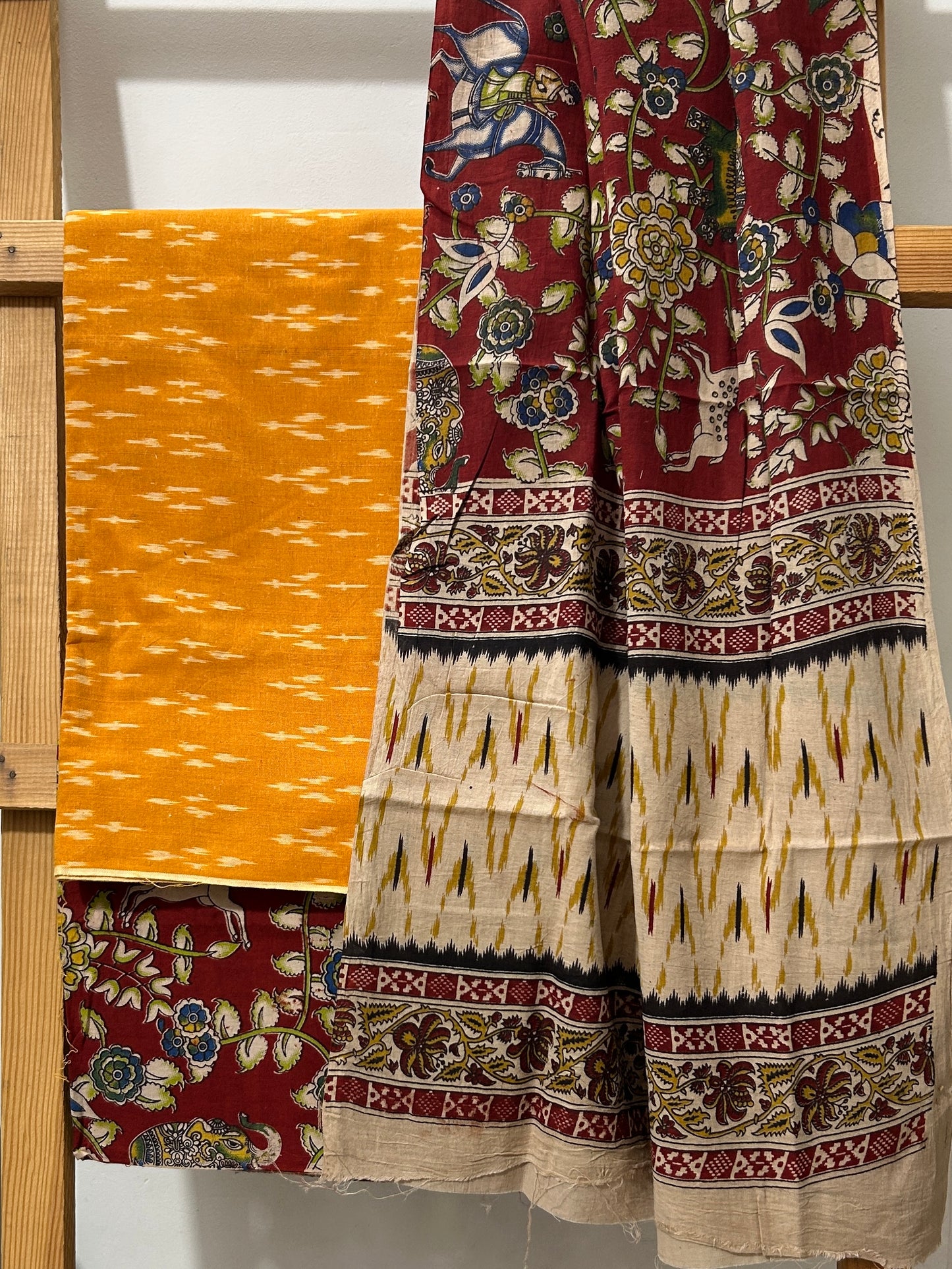 Ikat Kalamkari Cotton Dress Material