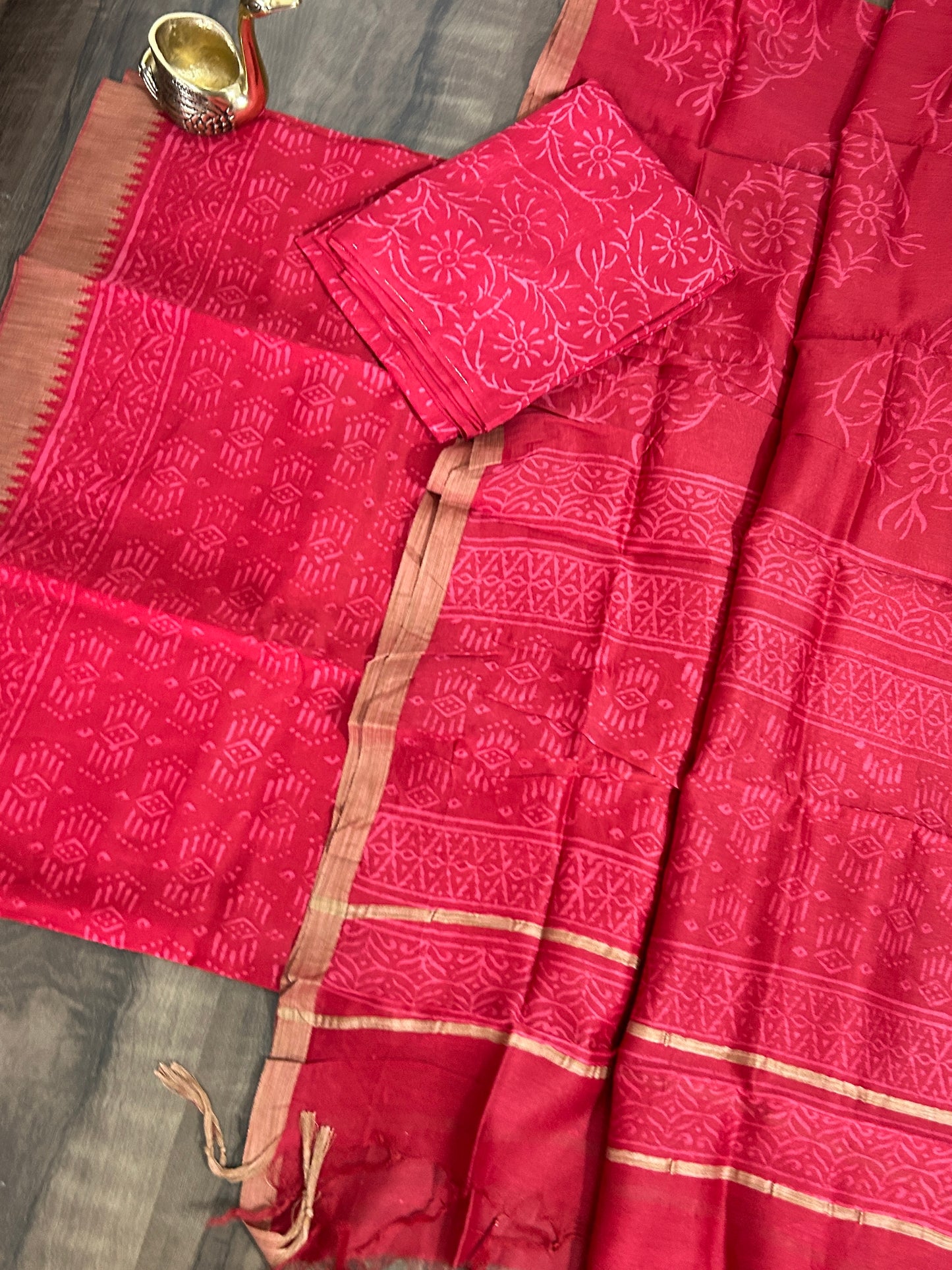 Hand BlockPrint Maheshwari Silk Cotton Dress Material