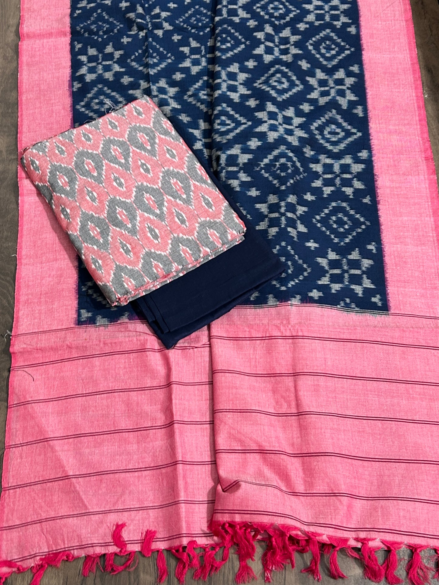 Telia Rumal Double Ikat Mercerized Cotton Dress Material