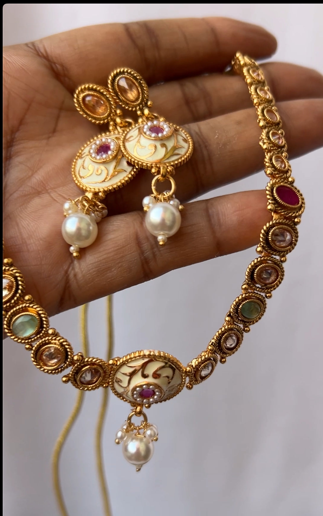 Necklace with Earrings in Gold Polish - Code - GOLD07