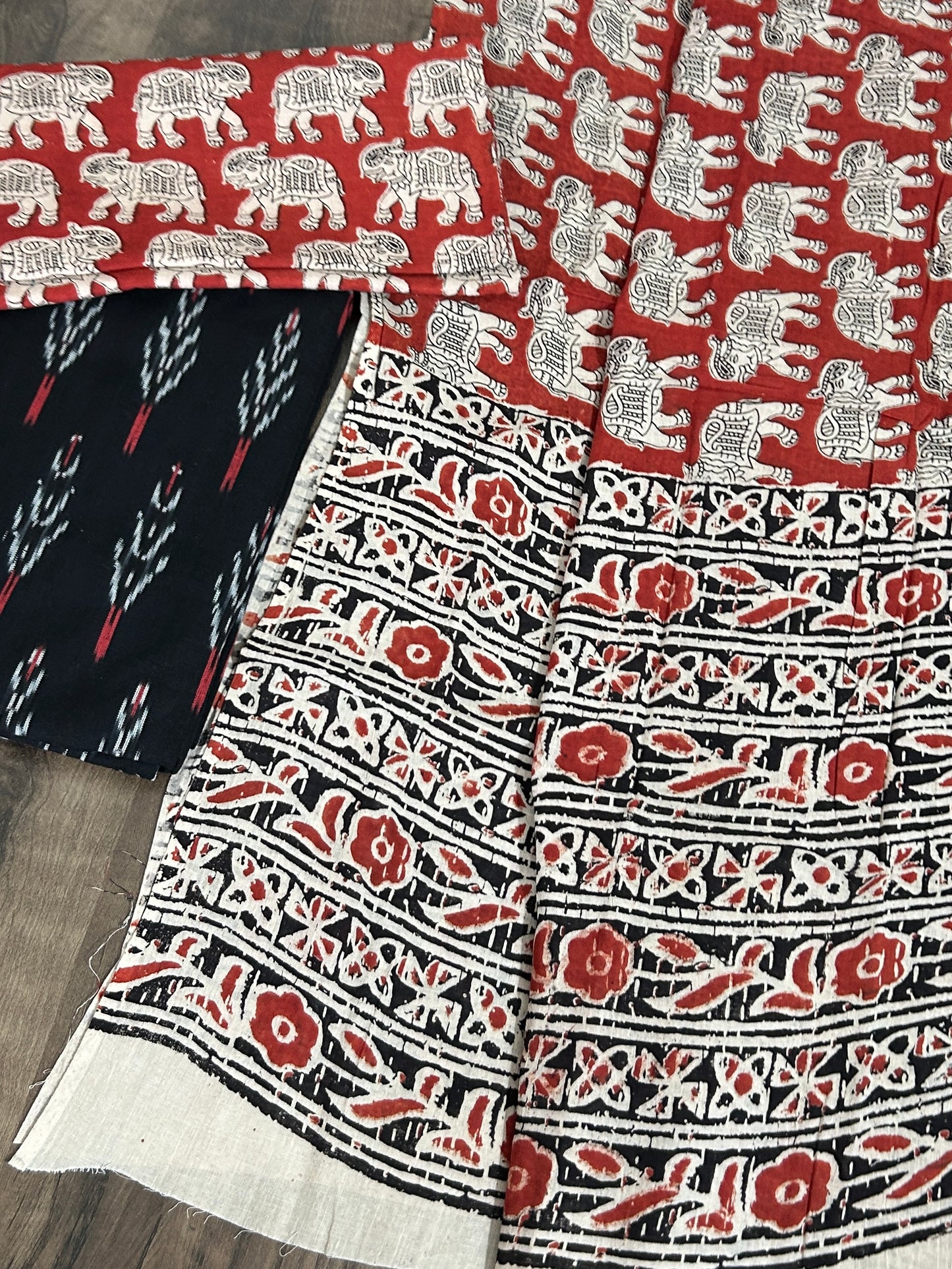 Ikat Kalamkari Cotton Dress Material