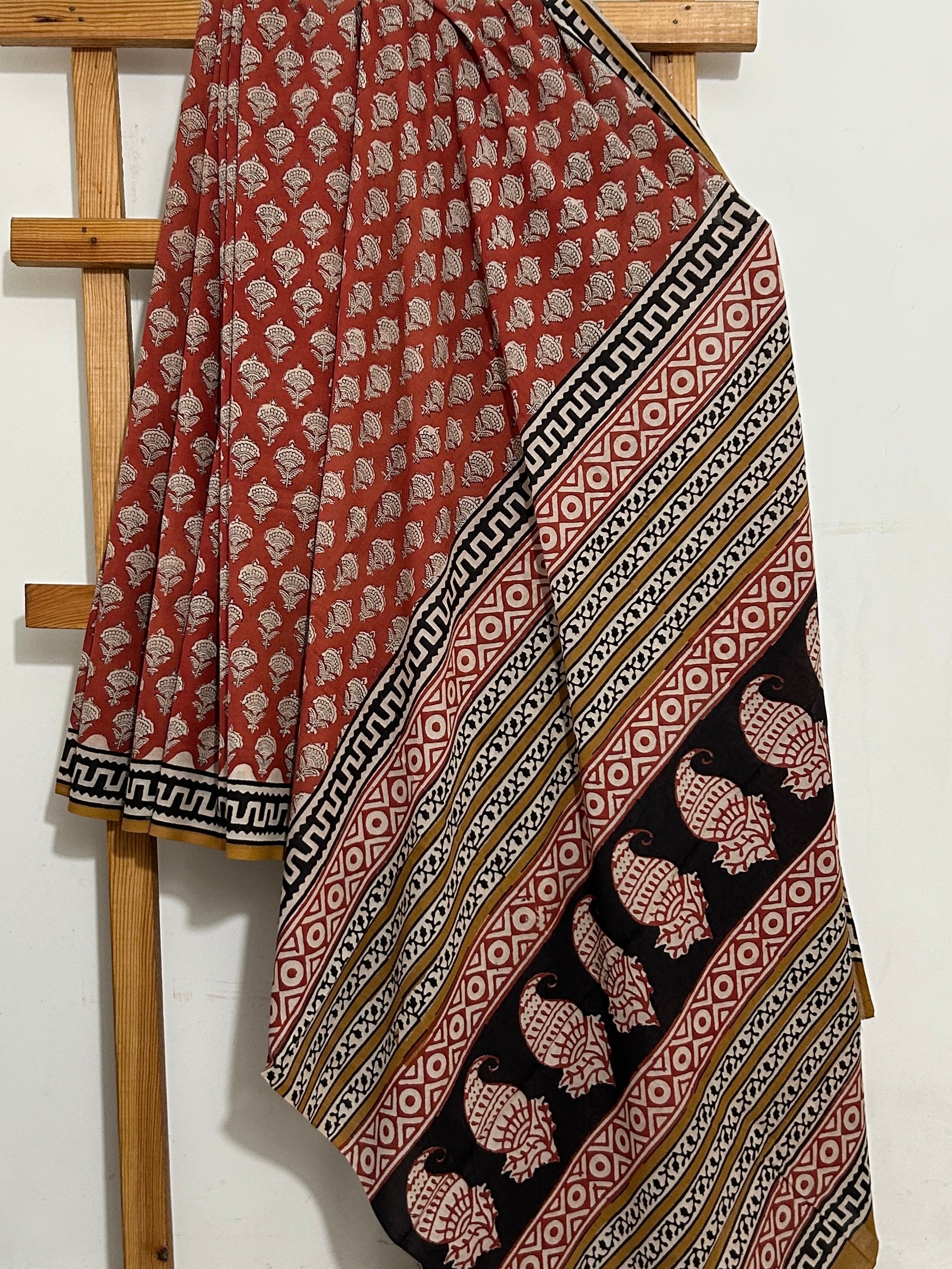 Hand BlockPrint Cotton Saree with Blouse