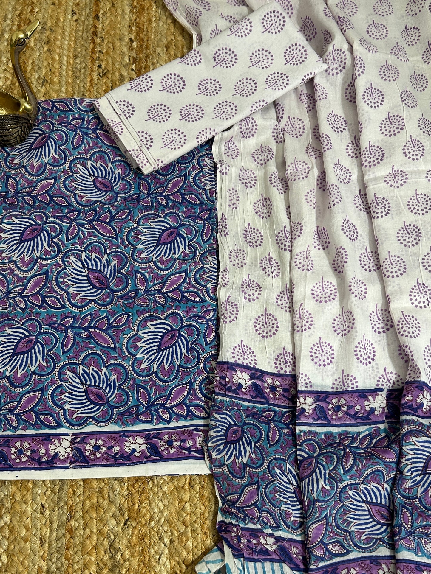 Hand BlockPrint Cotton Dress Material with Cotton Dupatta *