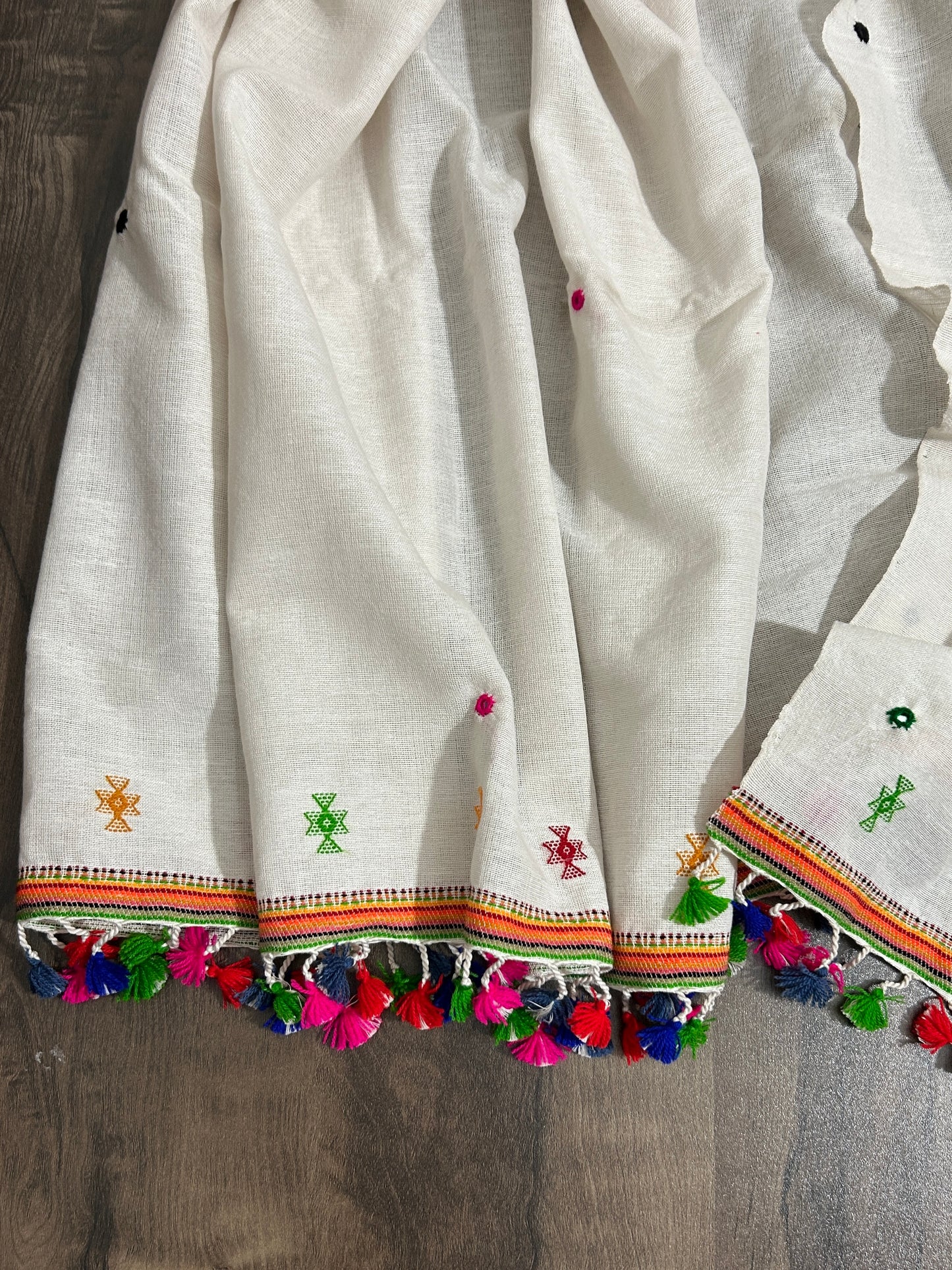 Bhujodi Cotton Mirror Work Dupatta