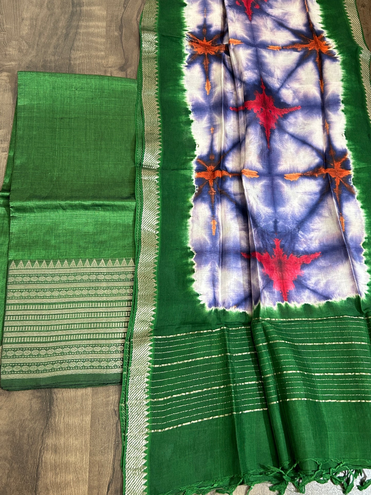 Mangalagiri Silk Cotton Top Dupatta Set #