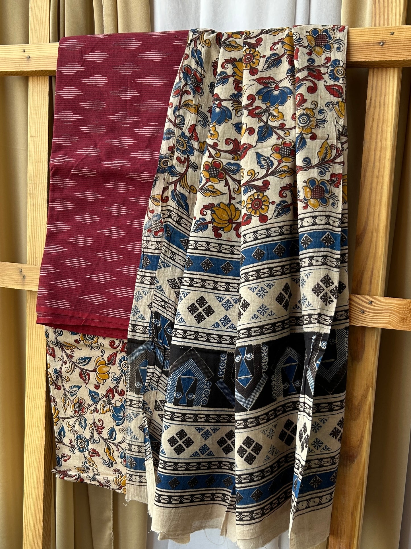 Ikat Kalamkari Cotton Dress Material