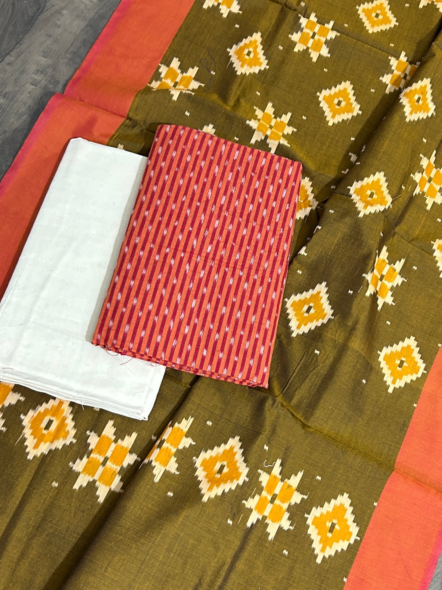 Ikat Mercerised Cotton Dress Material