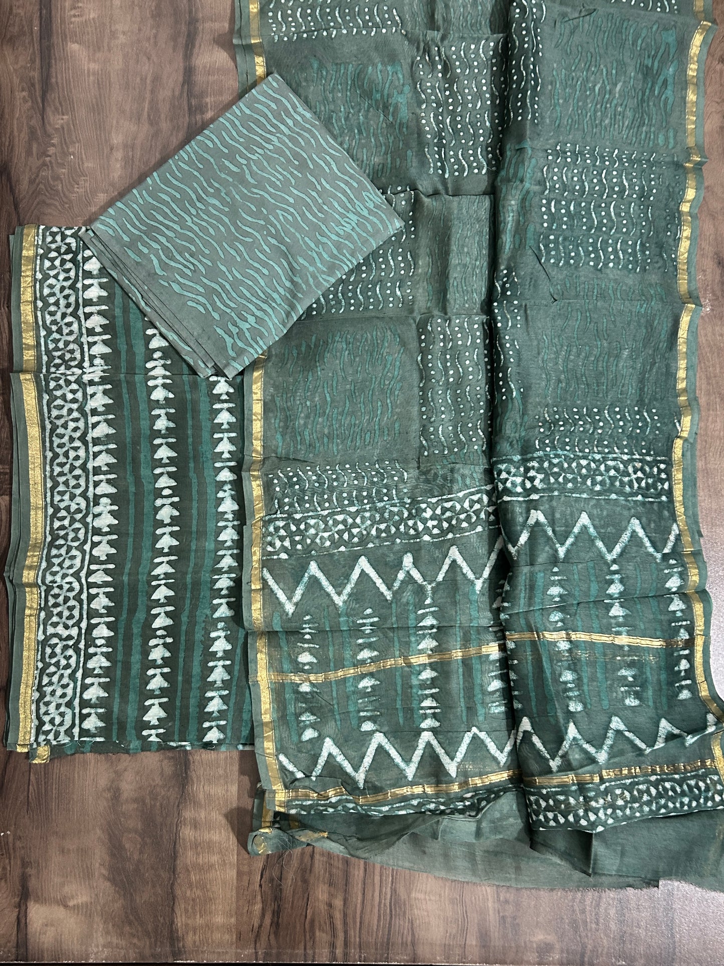 Hand BlockPrint Chanderi Silk Cotton Dress Material