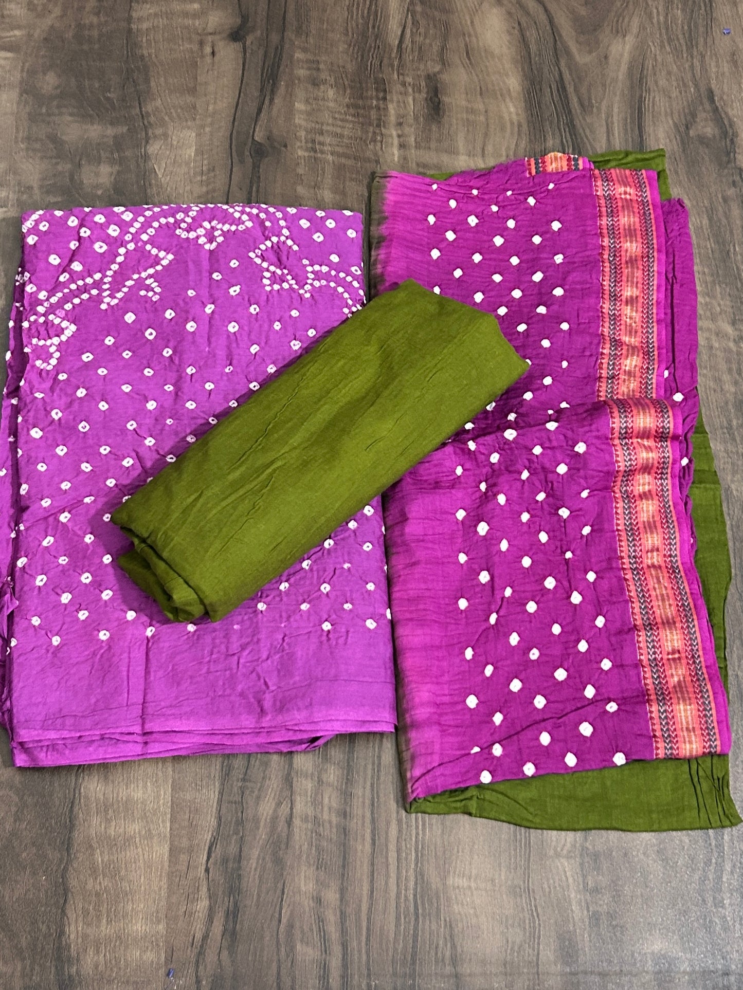 Bandhej Satin Cotton Dress Material
