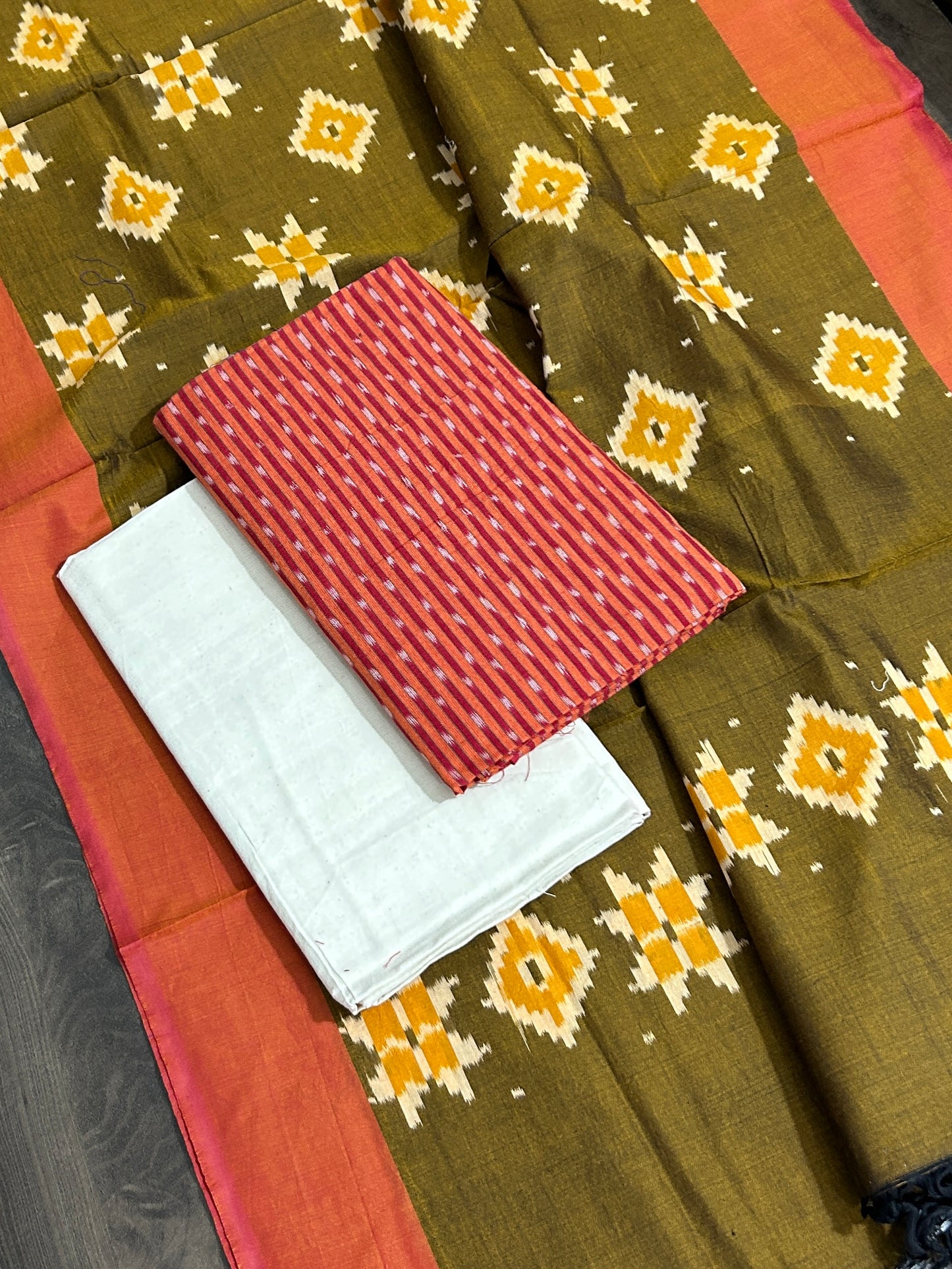 Ikat Mercerised Cotton Dress Material