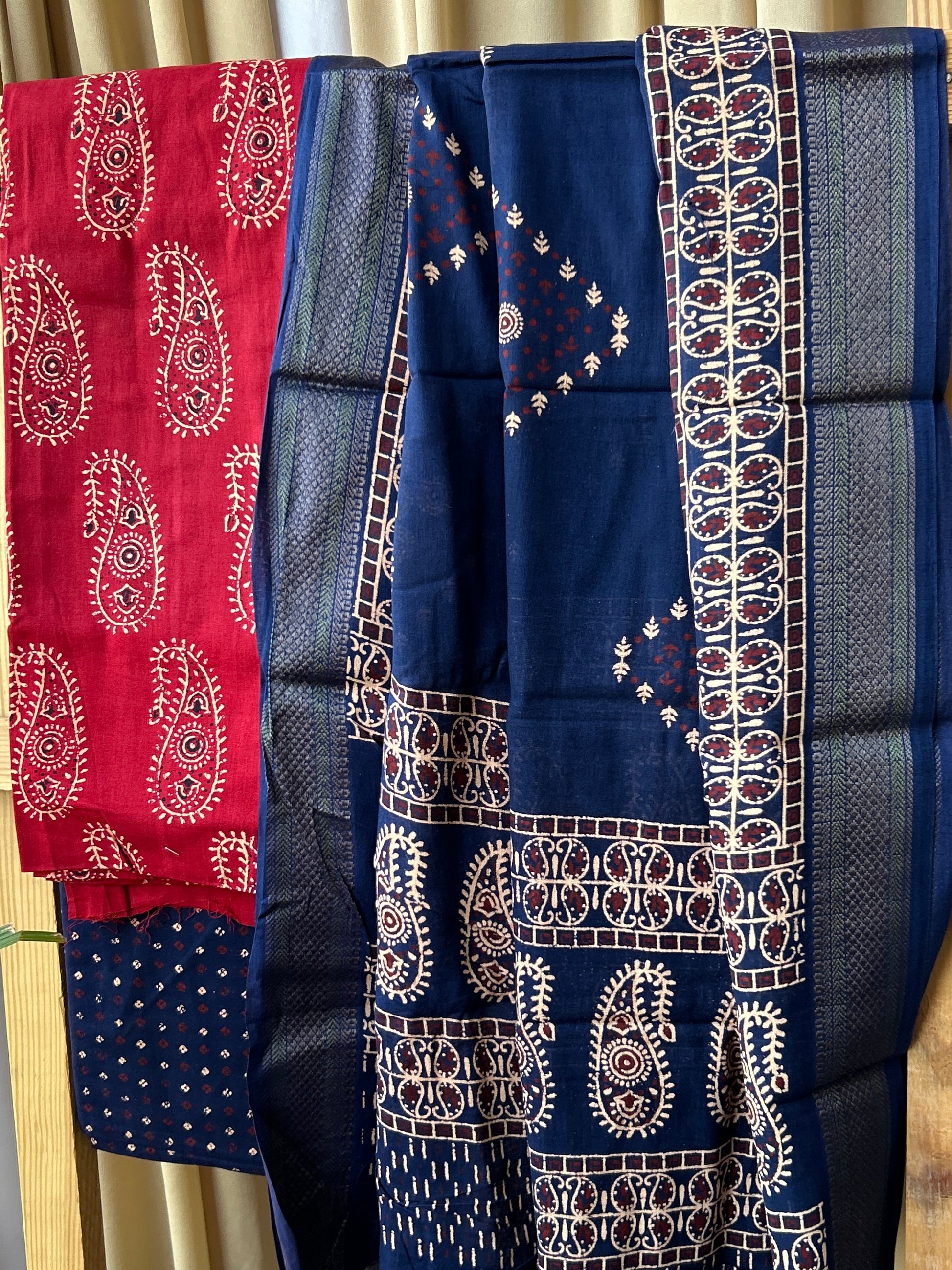 Block Print Cotton Dress Material with weaving Border dupatta