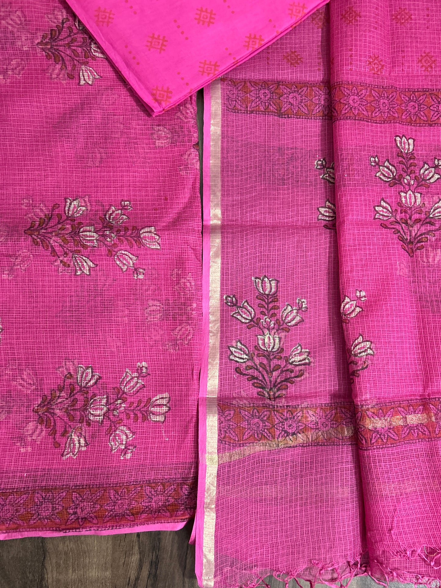 Hand Block Print Kota Cotton Dress Material
